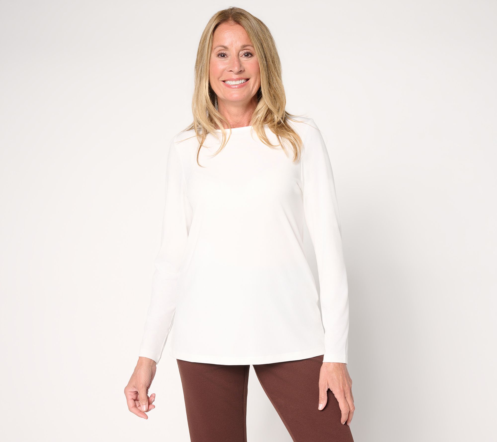 Susan Graver Essentials Liquid Knit Ballet-Neck Top