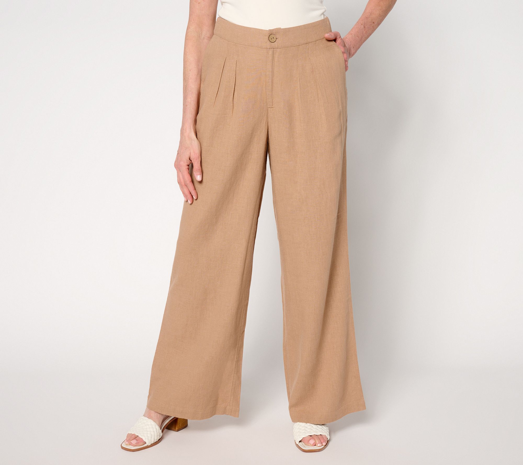 "As Is" Me by Jennie Garth Petite Luna Linen Wide Leg Pants