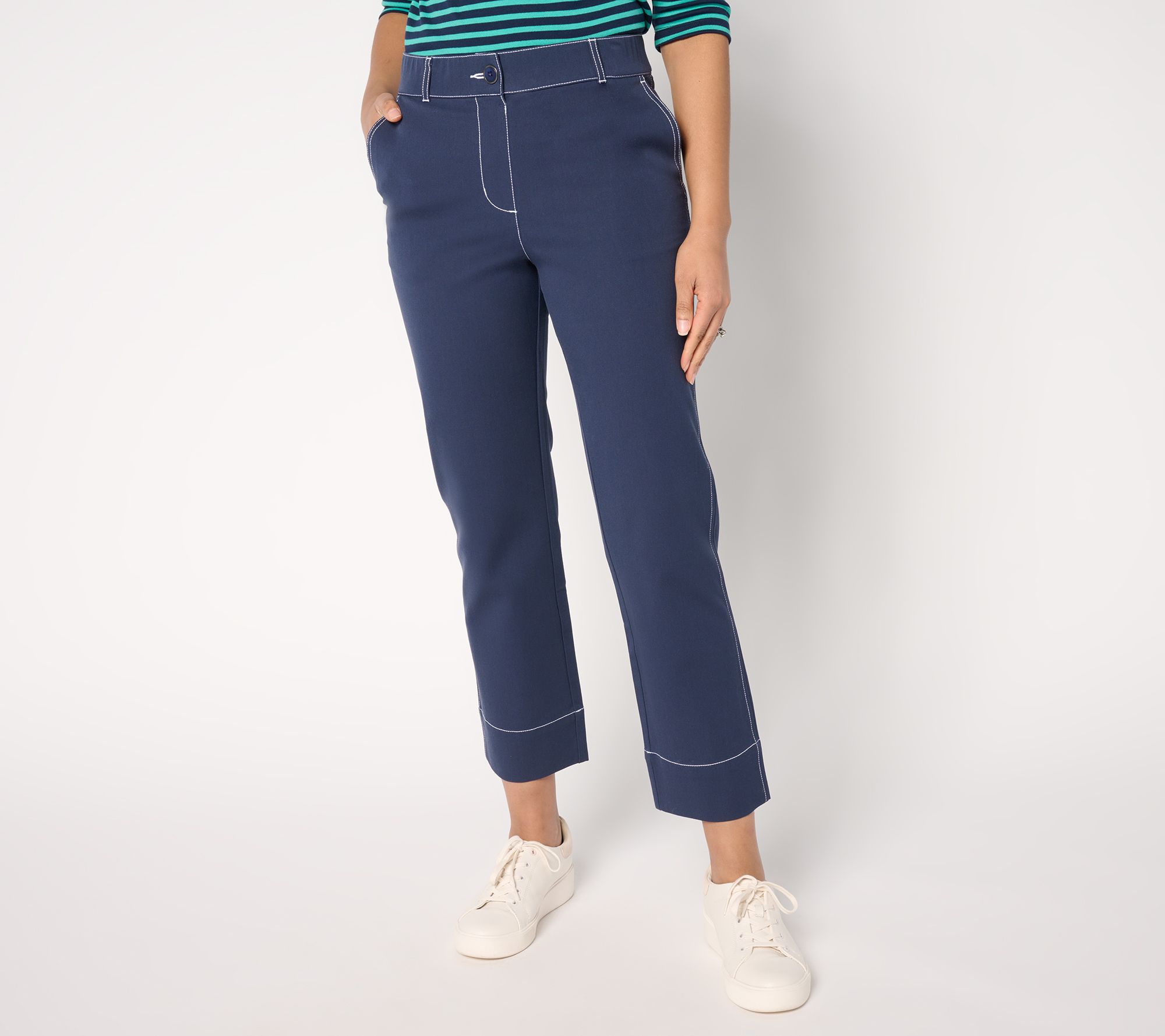 "As Is" Isaac Mizrahi Live! 24/7 Stretch Straight Leg Ankle Pants