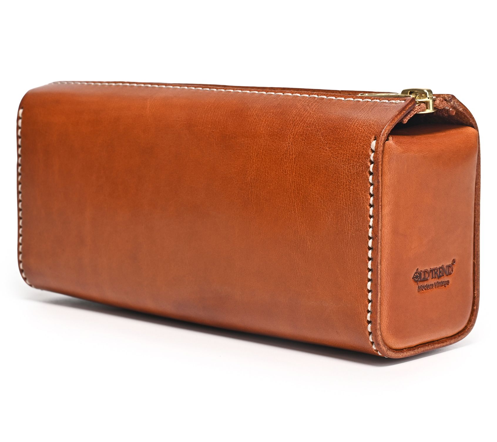 Old Trend Portable Leather Zip Top Box
