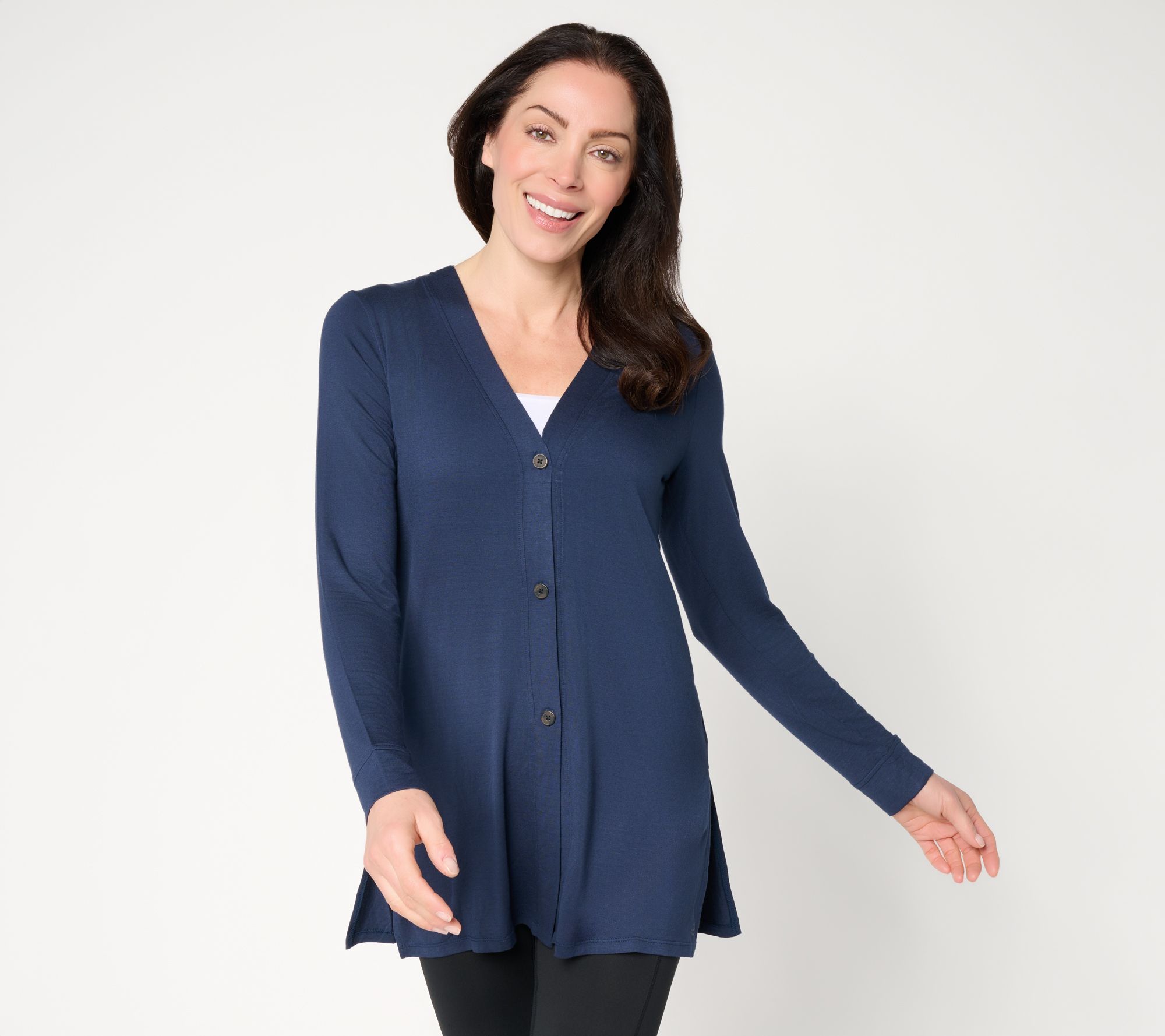 Cuddl Duds Soft Stretch Button Front Cardigan