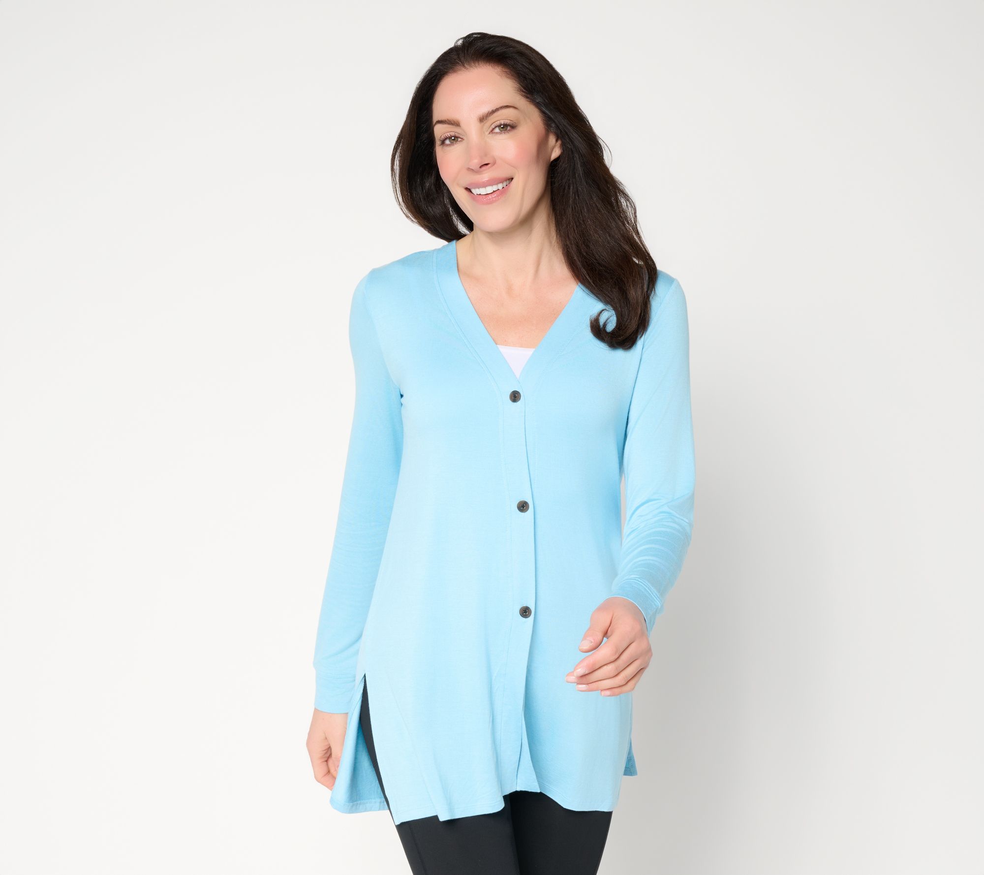 Cuddl Duds Soft Stretch Button Front Cardigan