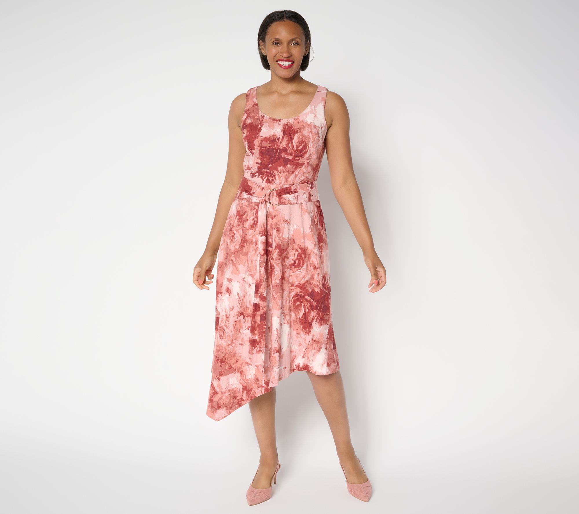 "As Is" Me by Jennie Garth Petite Printed Linen Blend Midi Dress