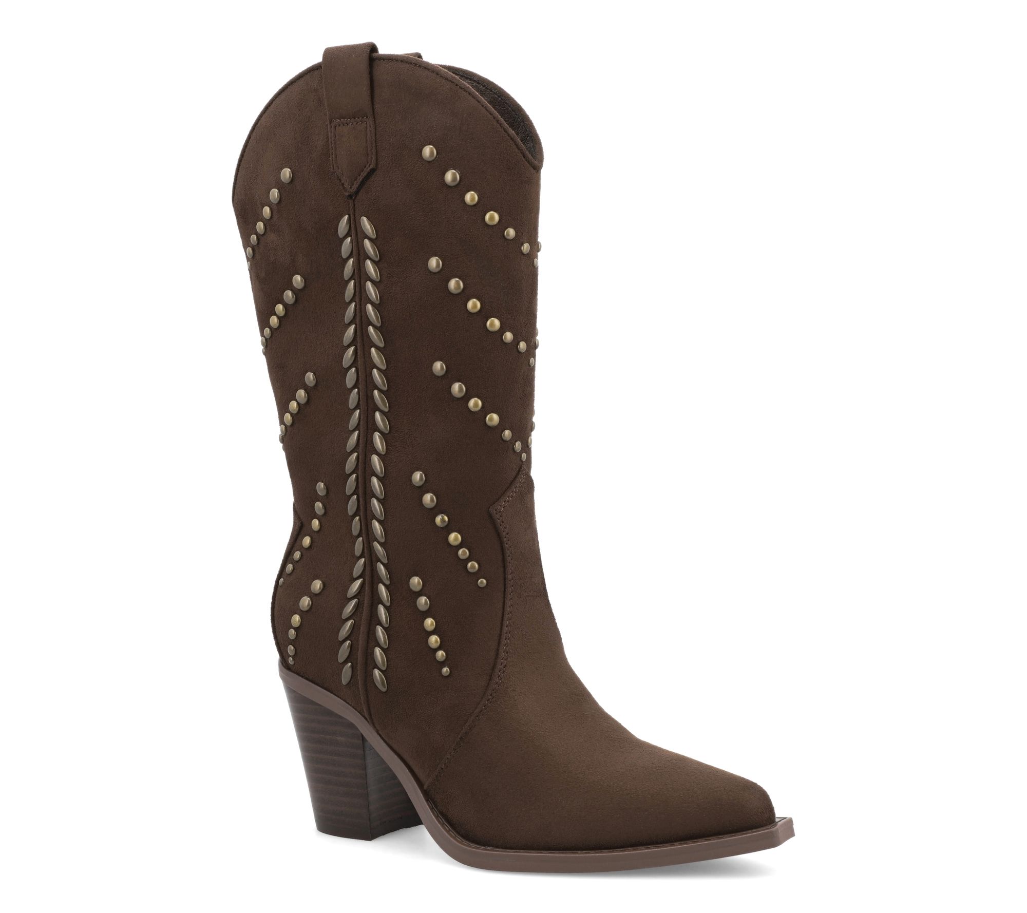 MIA Pointed Toe Studded Western Boots - Morgann