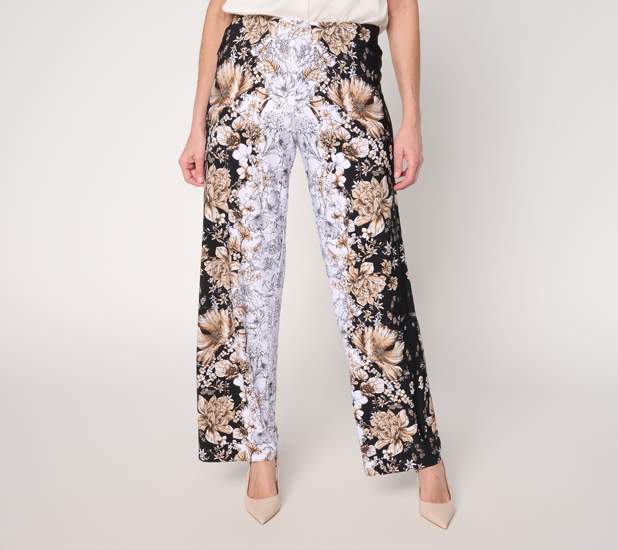 Susan Graver Regular Printed Liquid Knit Wide Leg Pants