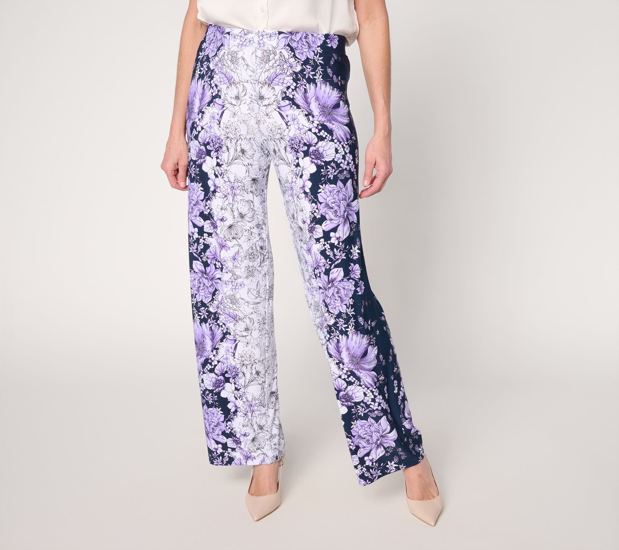 Susan Graver Regular Printed Liquid Knit Wide Leg Pants