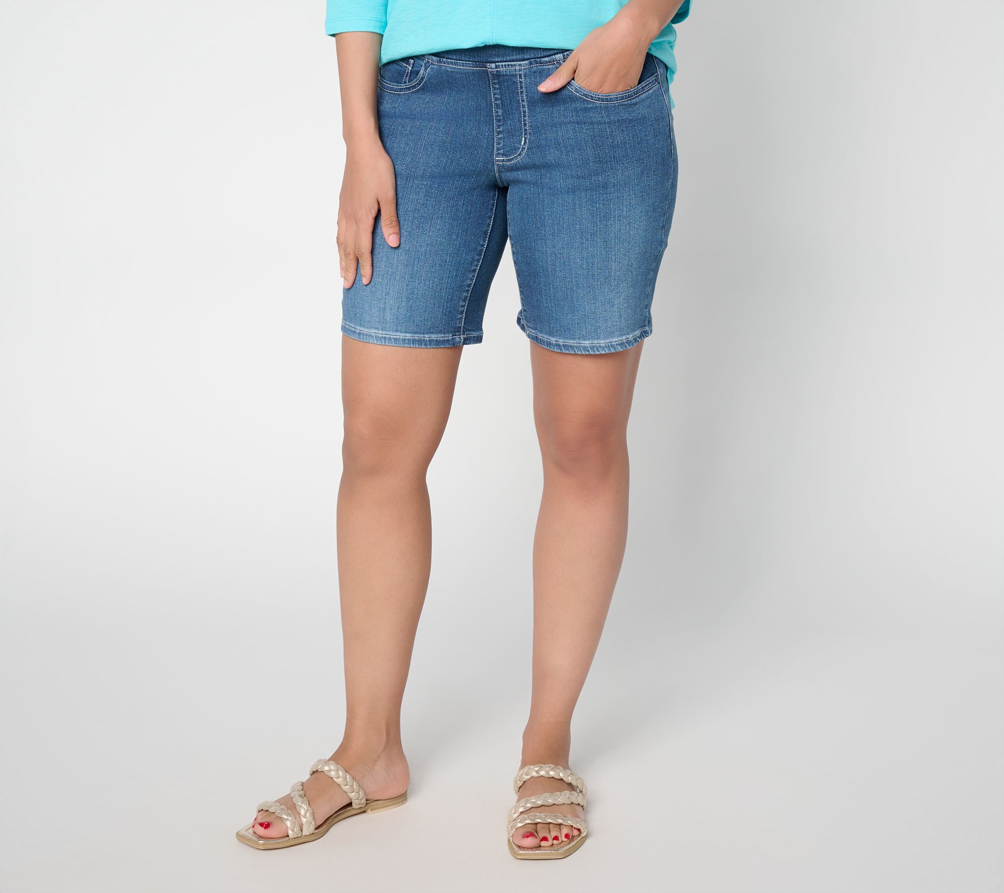 Belle by Kim Gravel Petite TripleLuxe Denim 5- Pocket Short