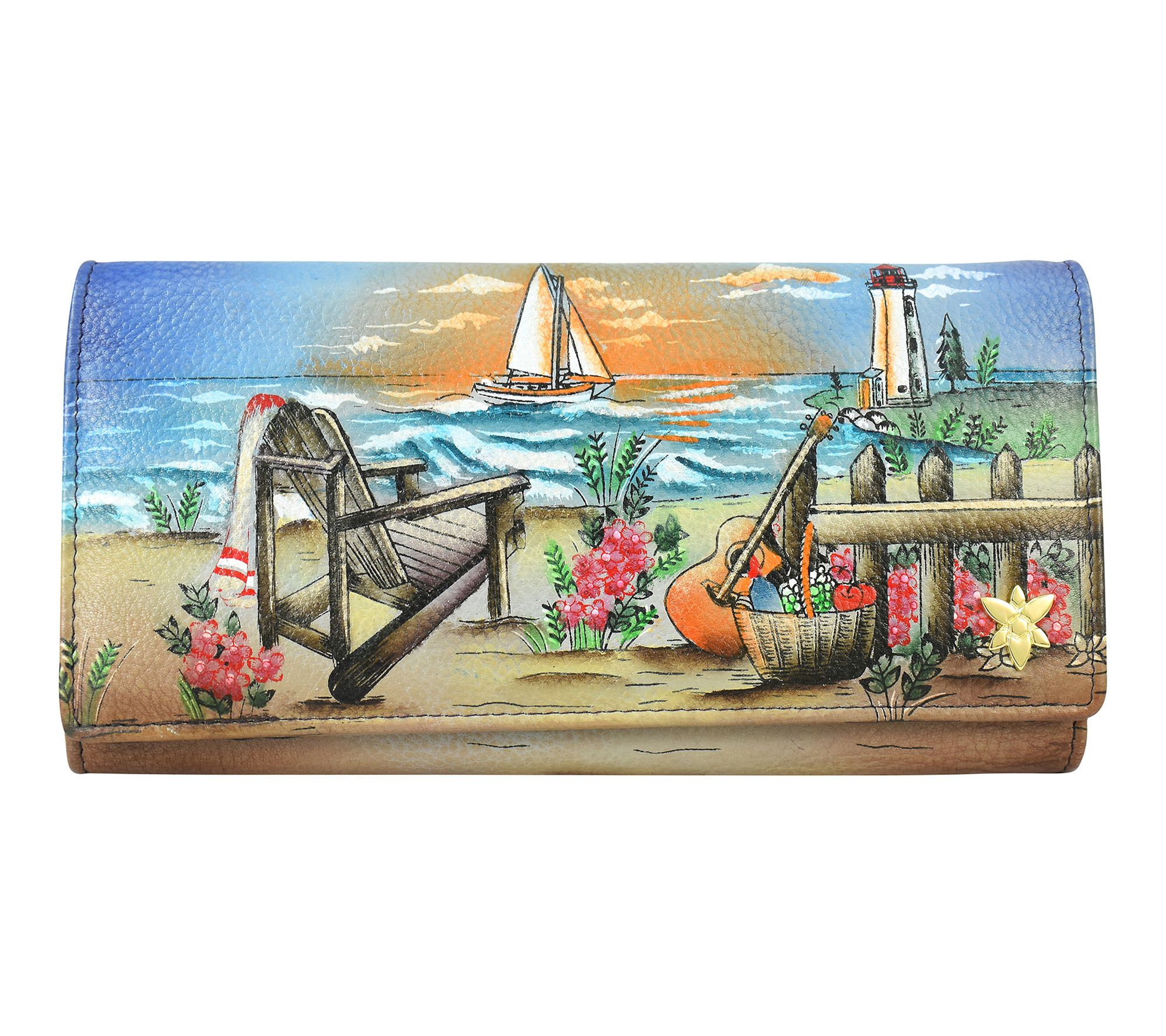 Anushcka Painted Leather Three-Fold RFID Clutch