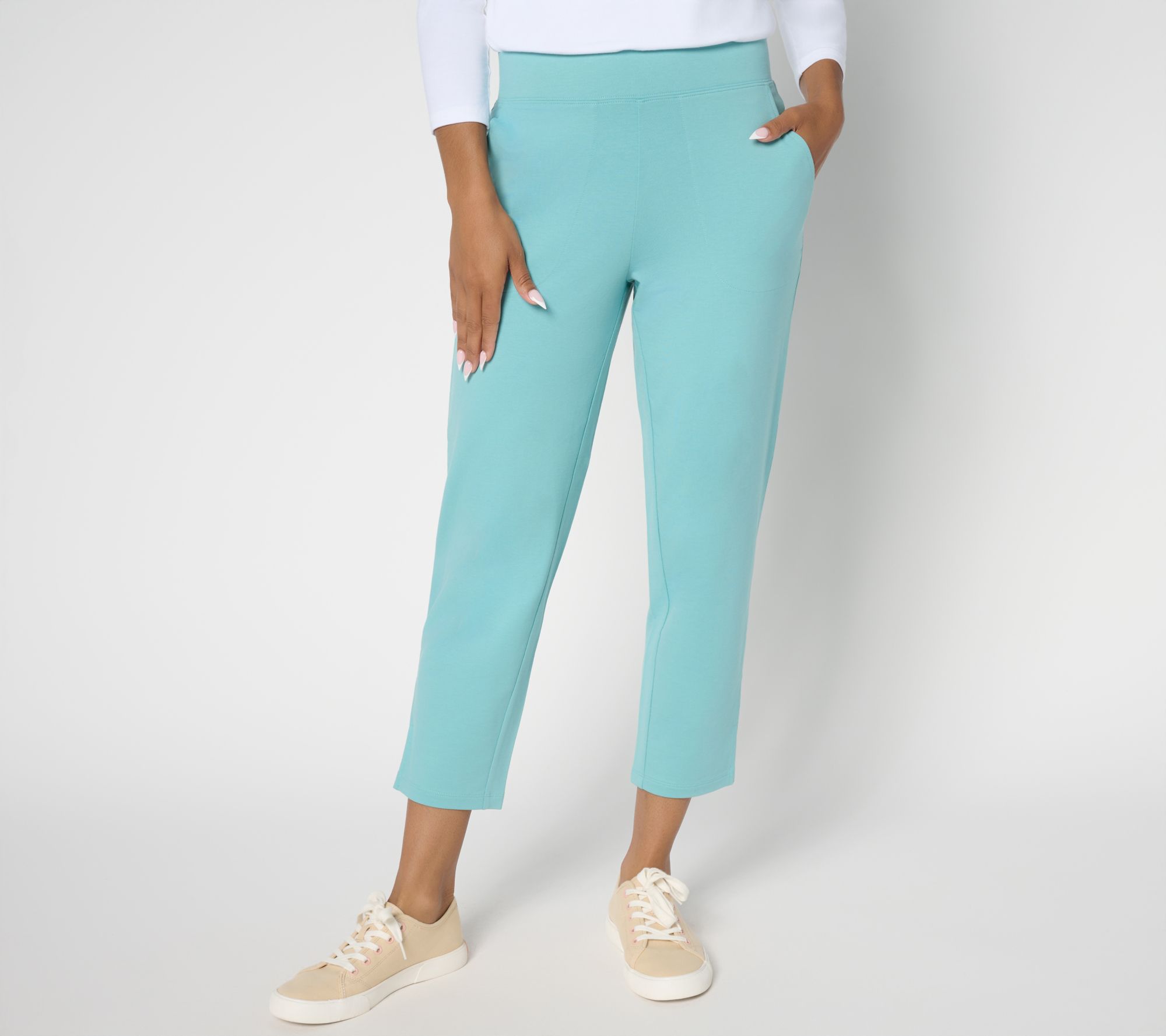 "As Is" Denim & Co. Petite EasyWear French Terry Crop Pant