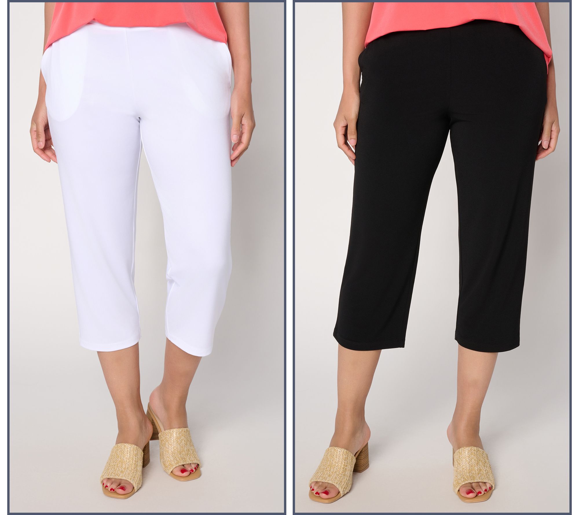 Susan Graver Essentials Petite Liquid Knit Set of 2 Capri Pants