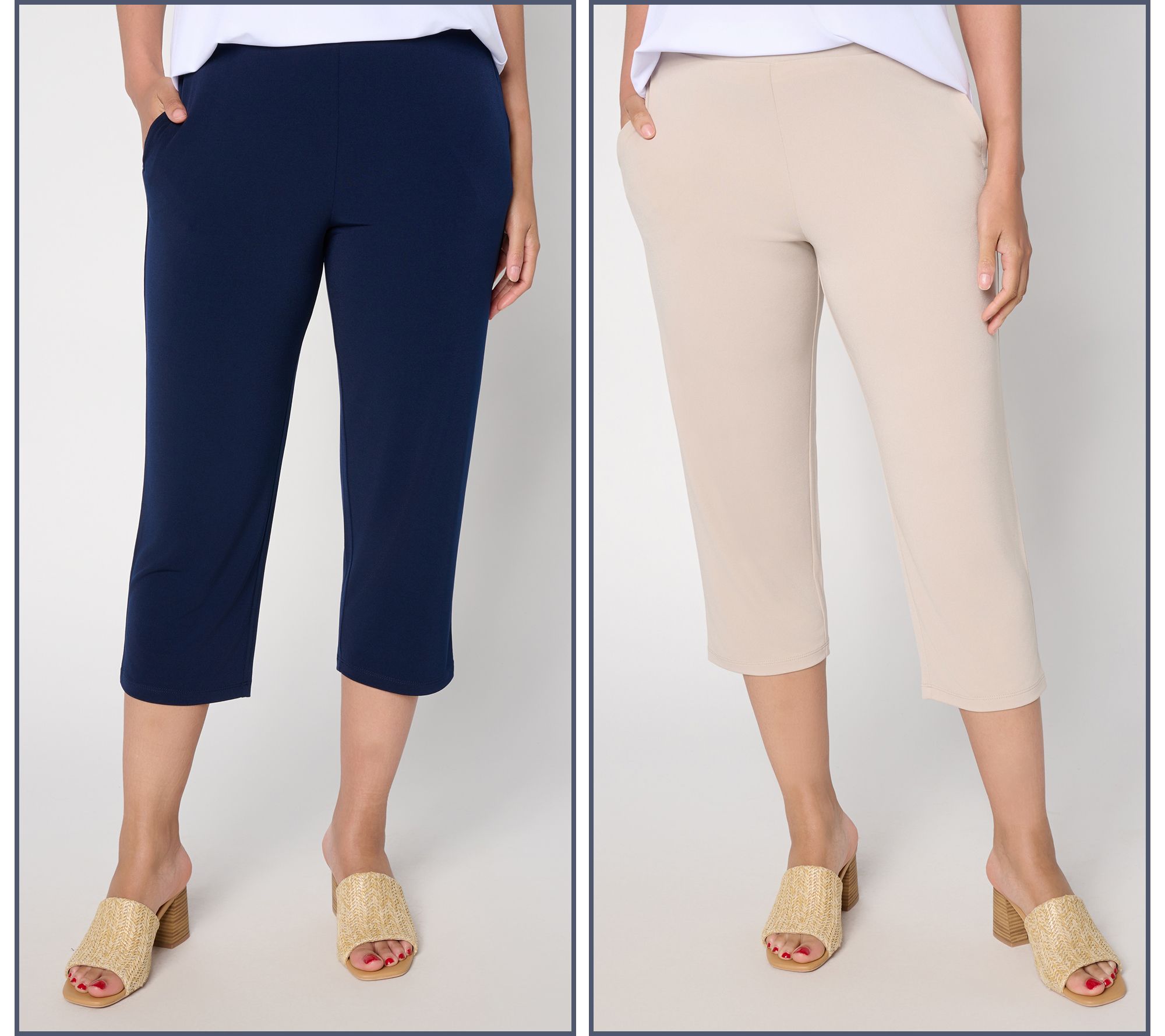 Susan Graver Essentials Petite Liquid Knit Set of 2 Capri Pants