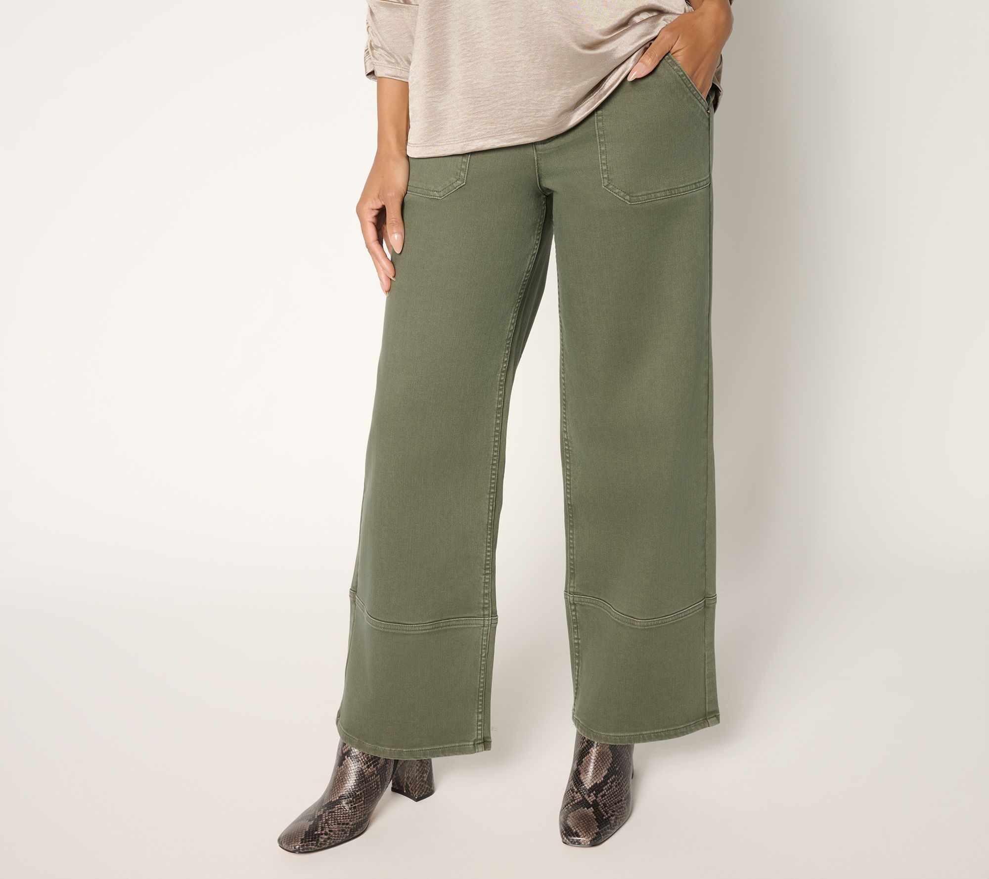 "As Is" LOGO by Lori Goldstein Tall Color Full Length Wide Leg Jeans