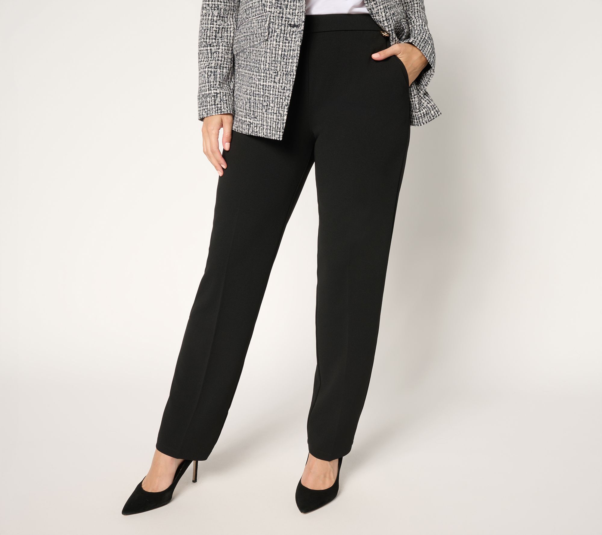 "As Is" Dennis Basso Regular Luxe Crepe Straight Leg Pant
