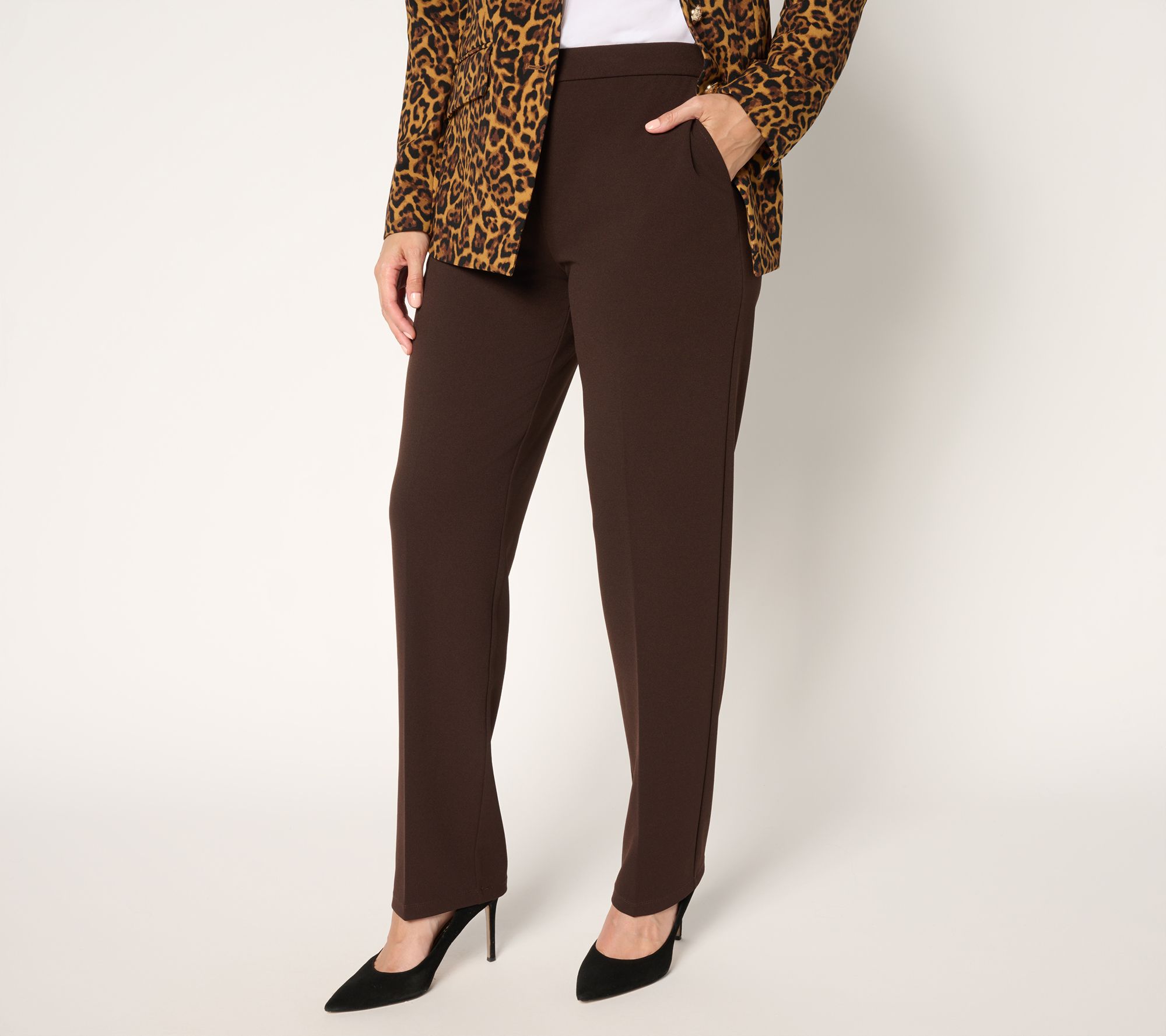 "As Is" Dennis Basso Regular Luxe Crepe Straight Leg Pant