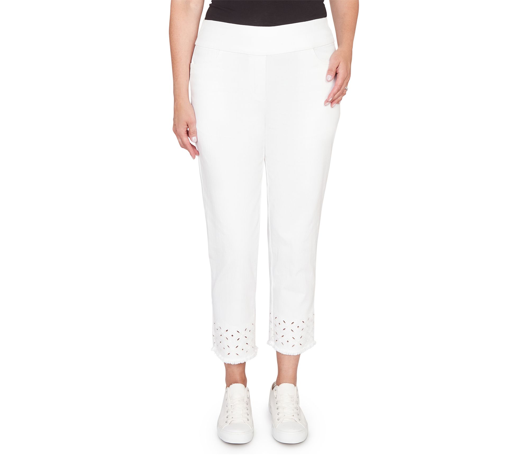 Alfred Dunner Women's Geo Embroidered Stretch Denim Ankle Pant