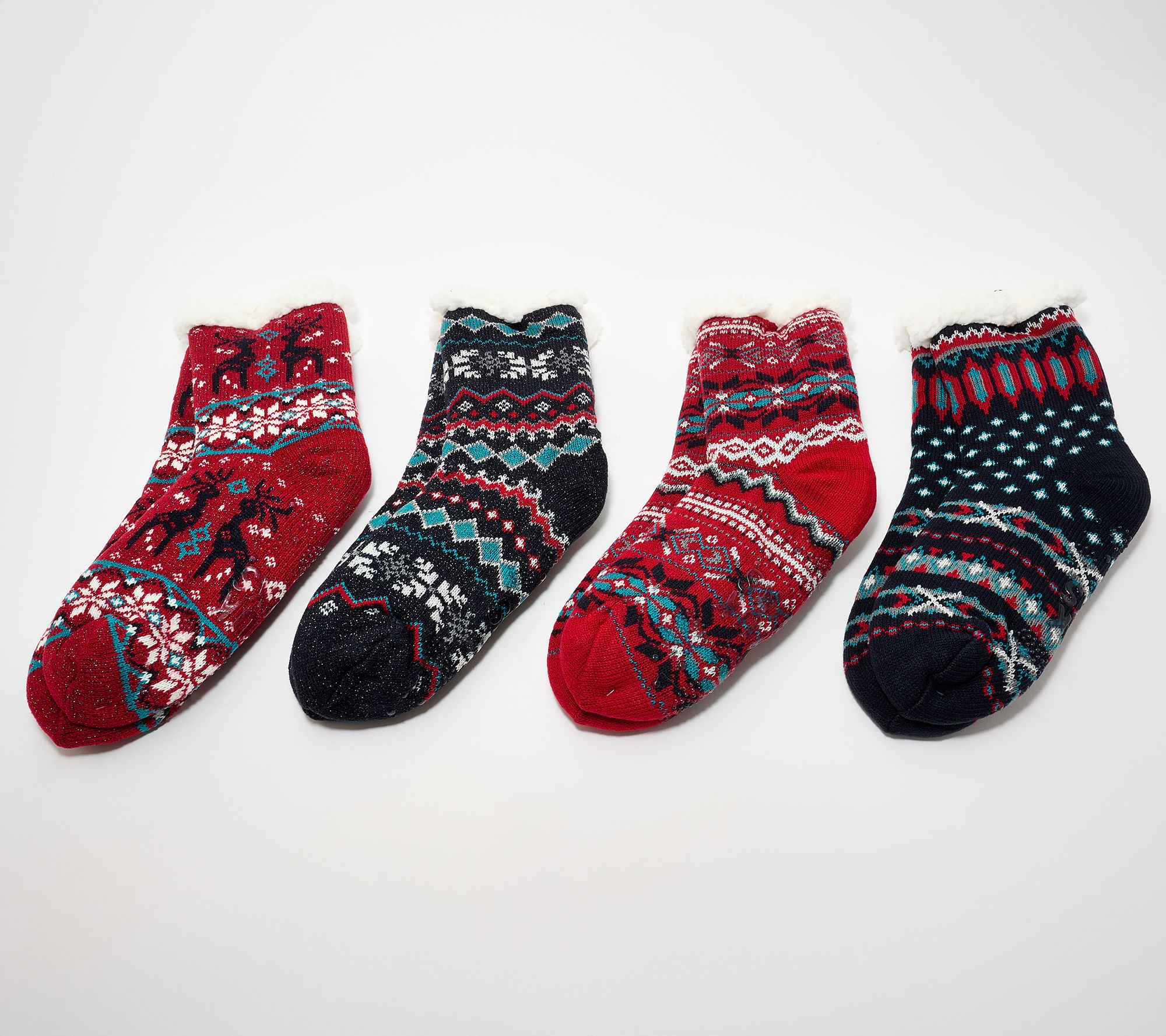 "As Is" MUK LUKS Set of 4 Pair Shea Butter Infused Cabin Socks