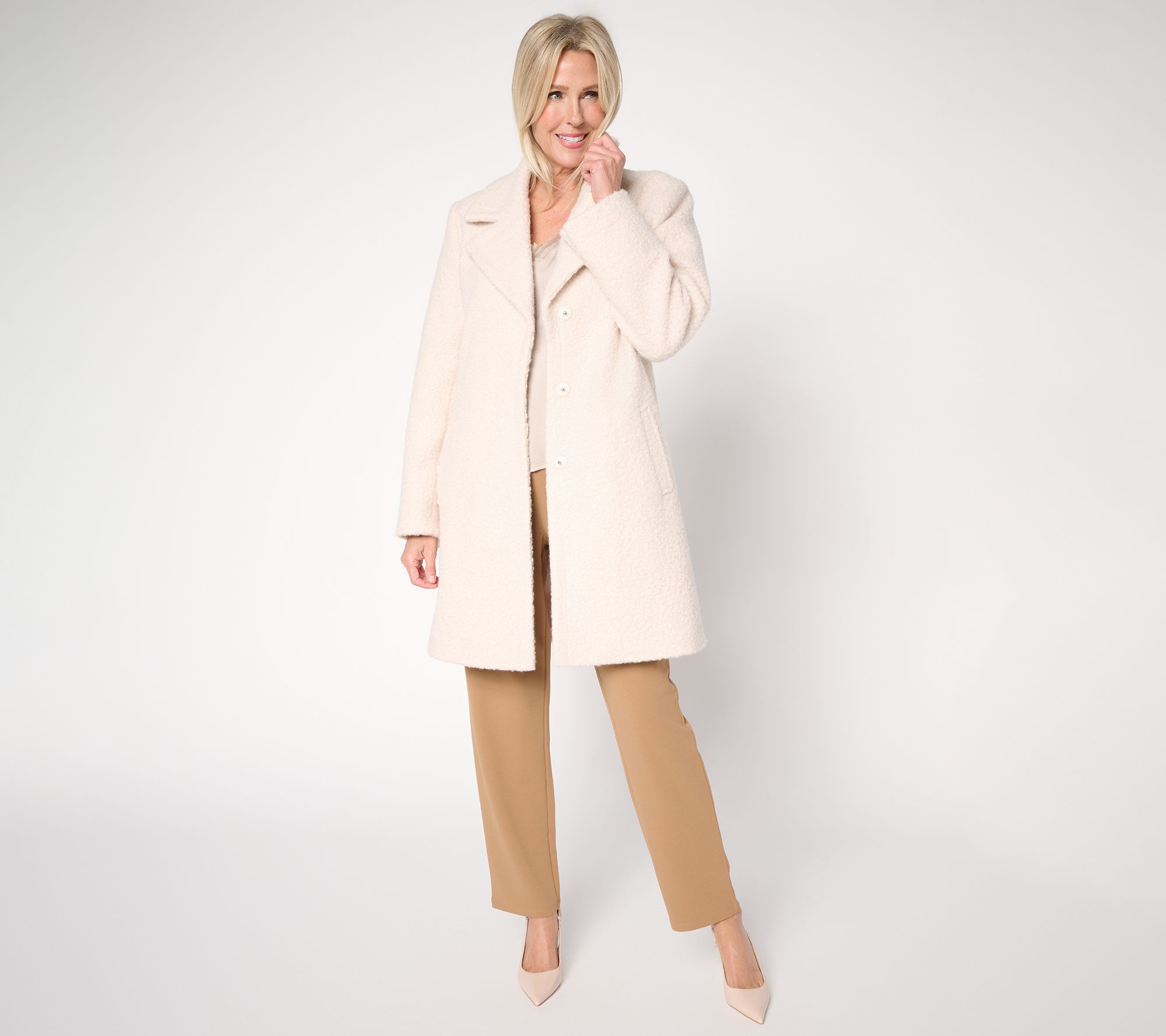 "As Is" Dennis Basso Regular Everyday Teddy Coat with Snaps