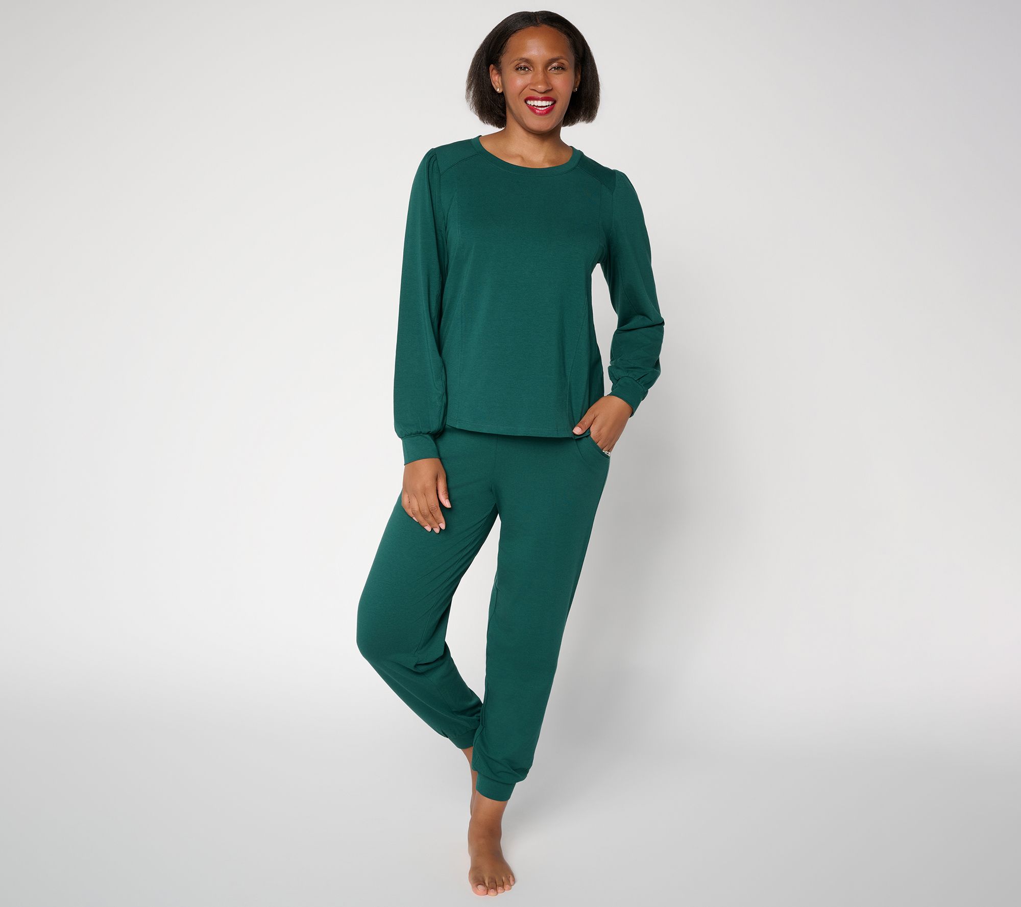 AnyBody Petite Cozy Knit French Terry  & Jogger Set