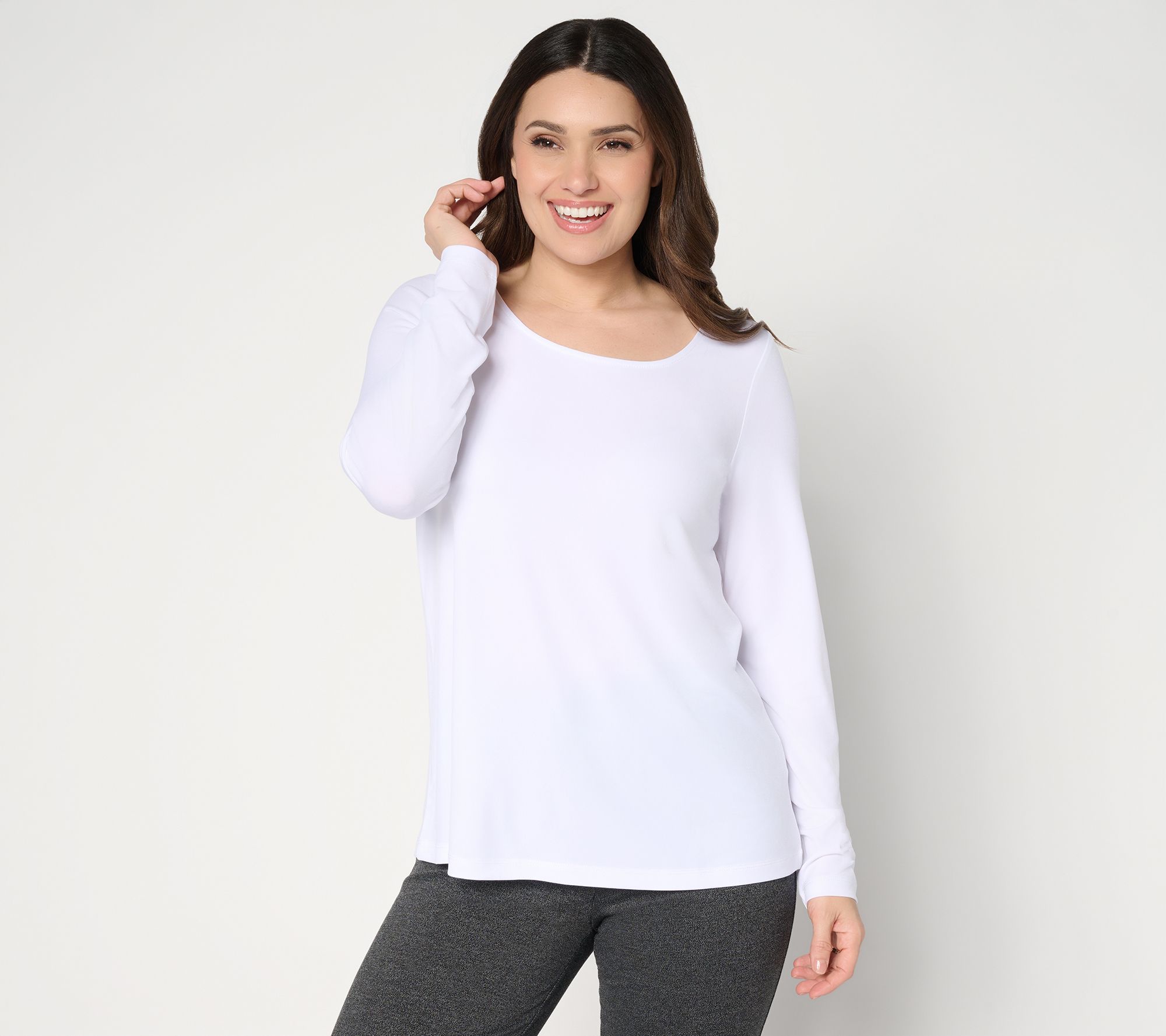 "As Is" Susan Graver Essentials Liquid Knit Ballet Neck Top