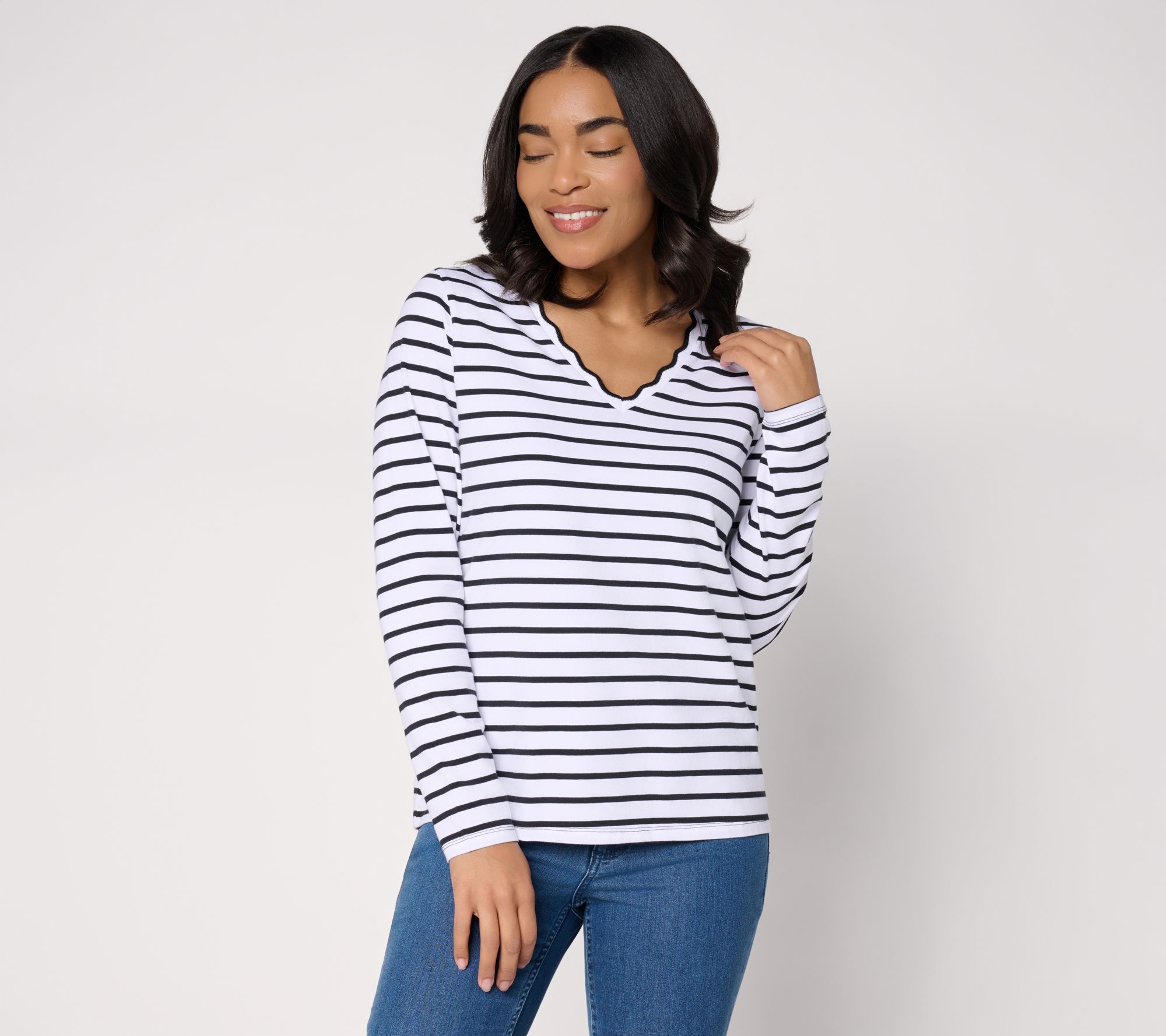 "As Is" BEAUTIFUL by Lawrence Zarian Classic Knit V-Neck Top