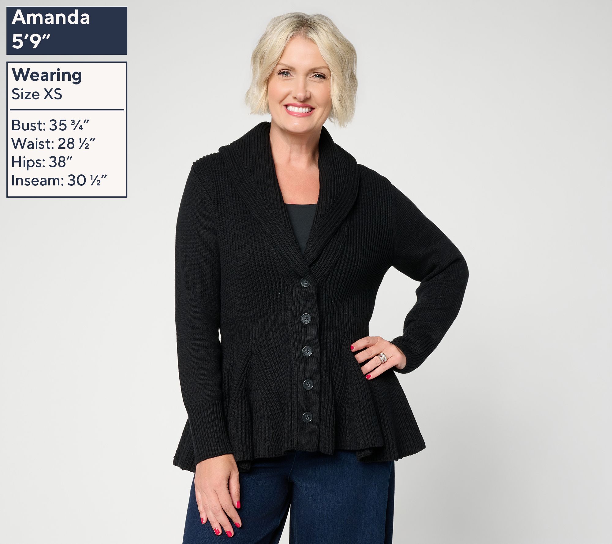 Carla Rockmore Collection Button Front Peplum Sweater | QVC