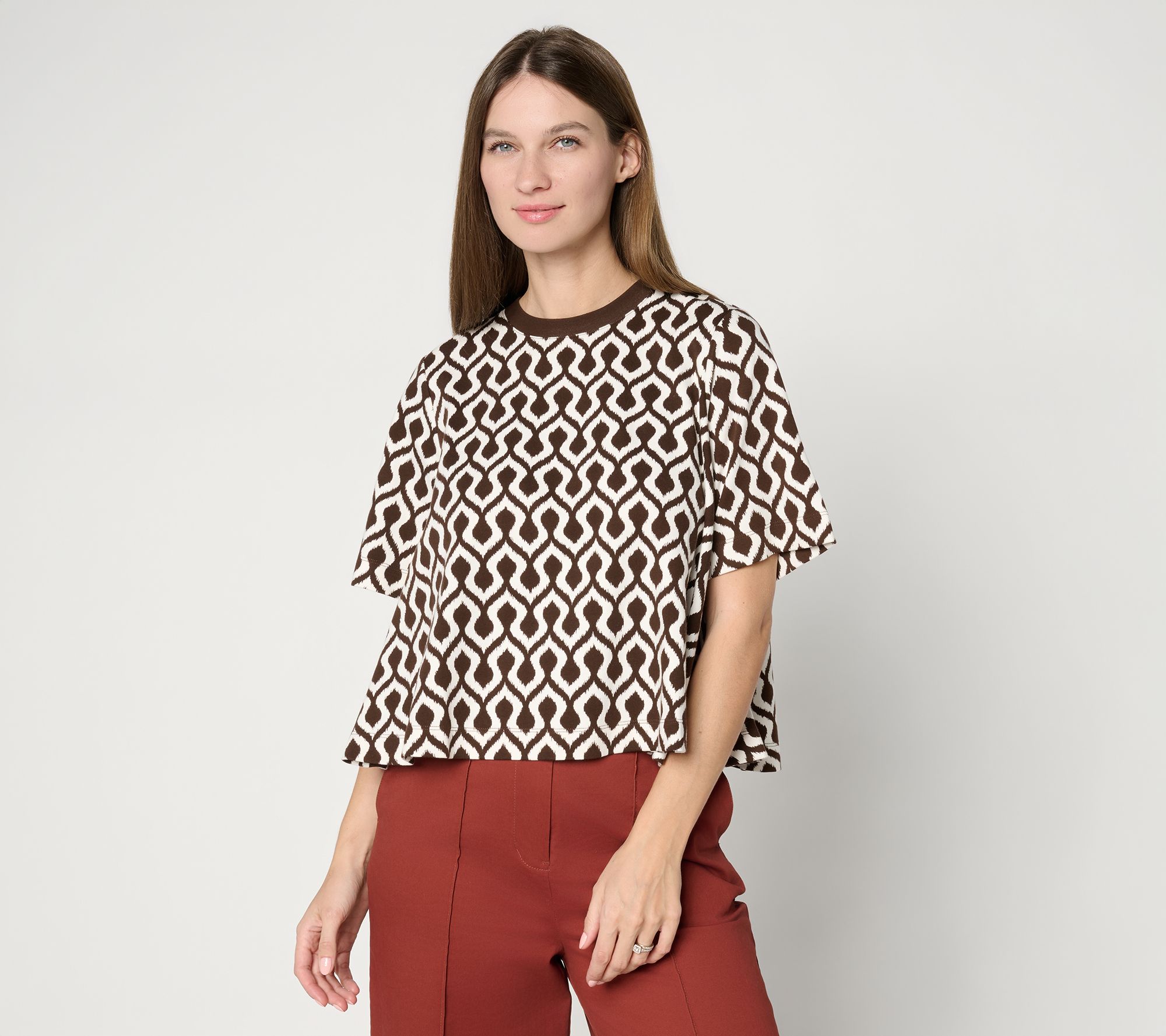"As Is" Carla Rockmore Collection 100% Cotton Crew Neck Swing Tee