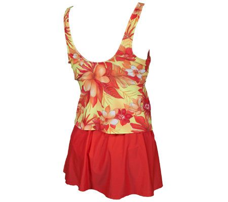 Gottex Yellow Floral Print 2-piece Skirtini Swimsuit - QVC.com