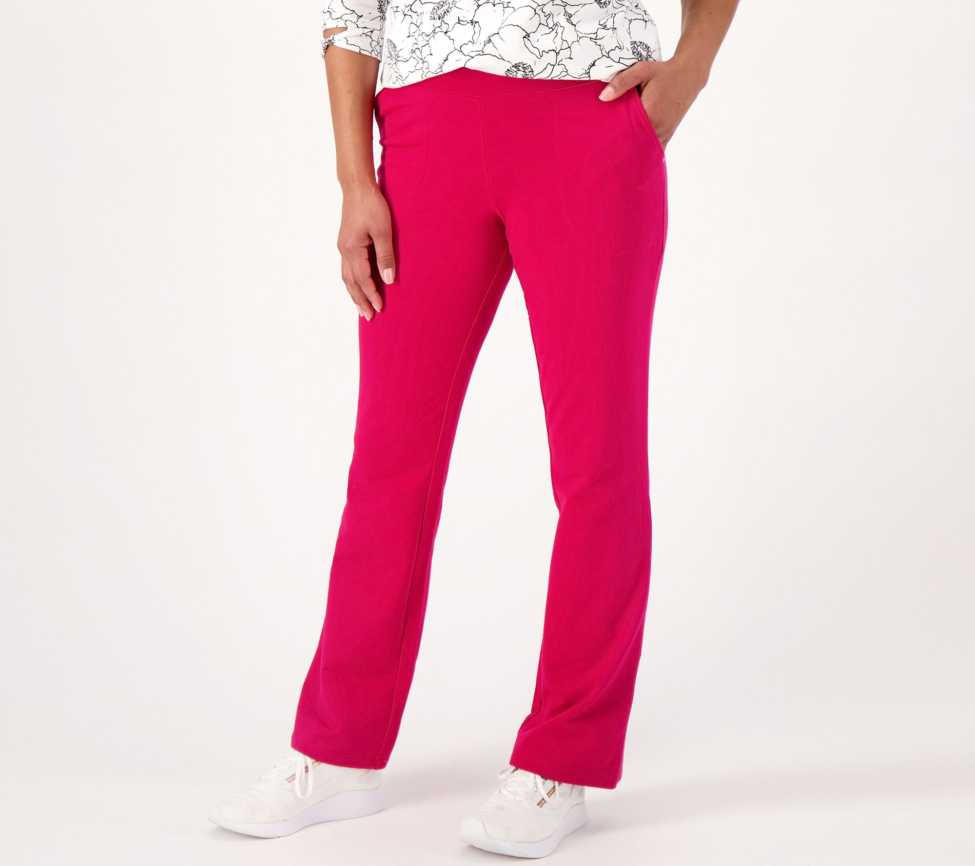 Sport Savvy French Terry Bootcut Pant w/ Wide Waistband - QVC.com