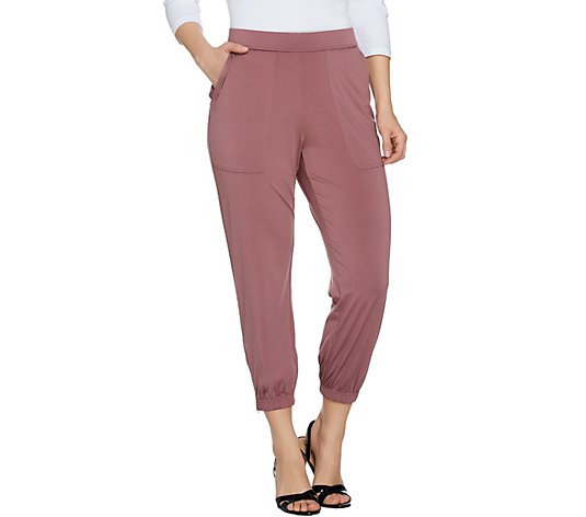 "As Is" Lisa Rinna Collection Reg. Banded Bottom Knit Crop Pants