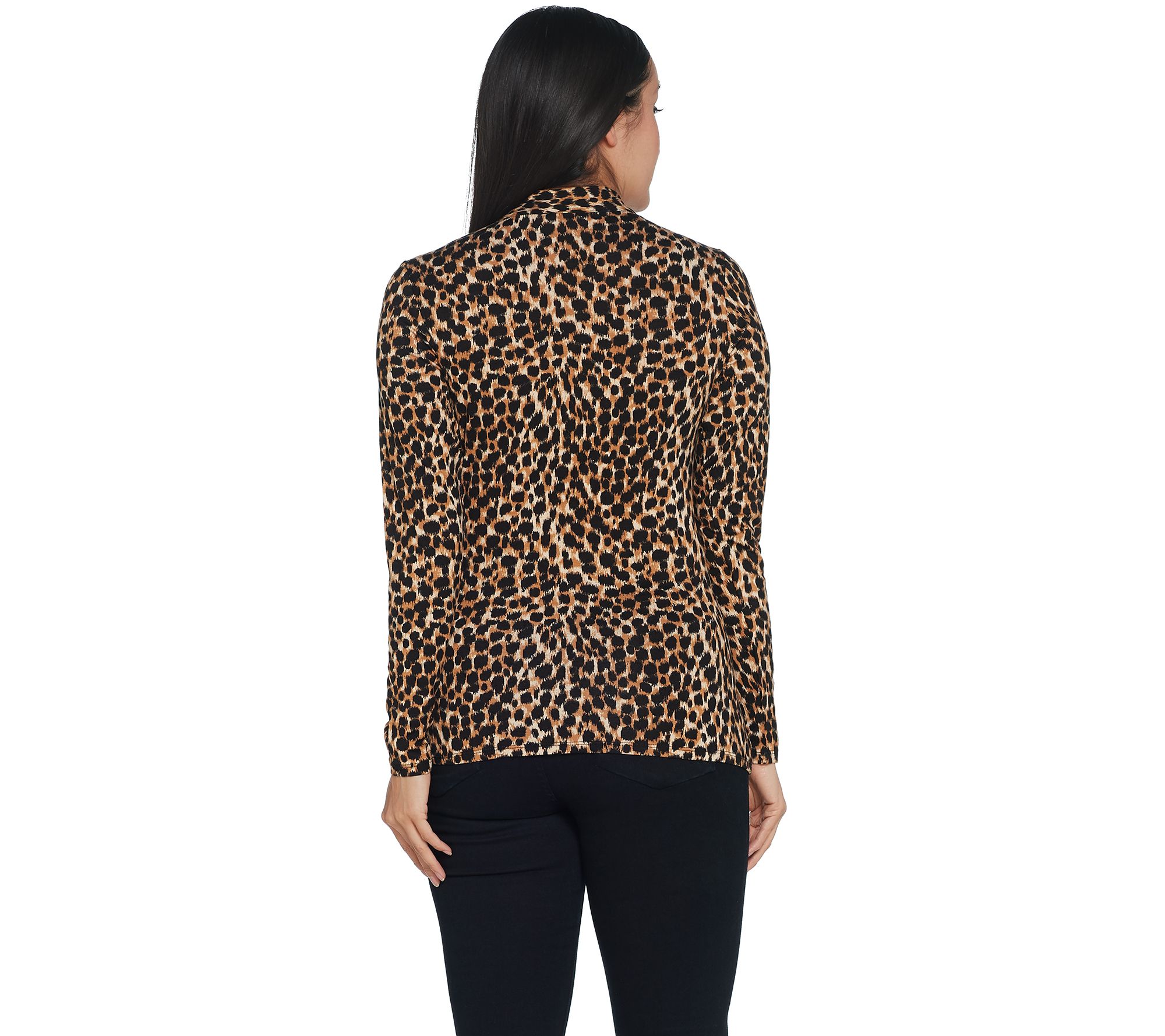 Lisa Rinna Collection Print and Solid Neck Tie Long Sleeve Top - QVC.com