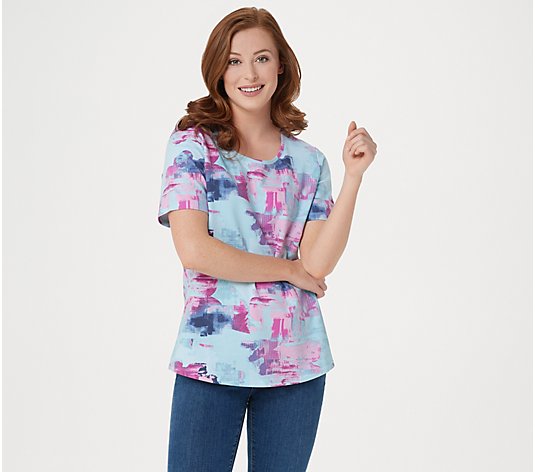 Denim & Co. Active French Terry Printed Top