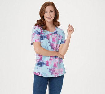 Denim & Co. Active French Terry Printed Top - A354161