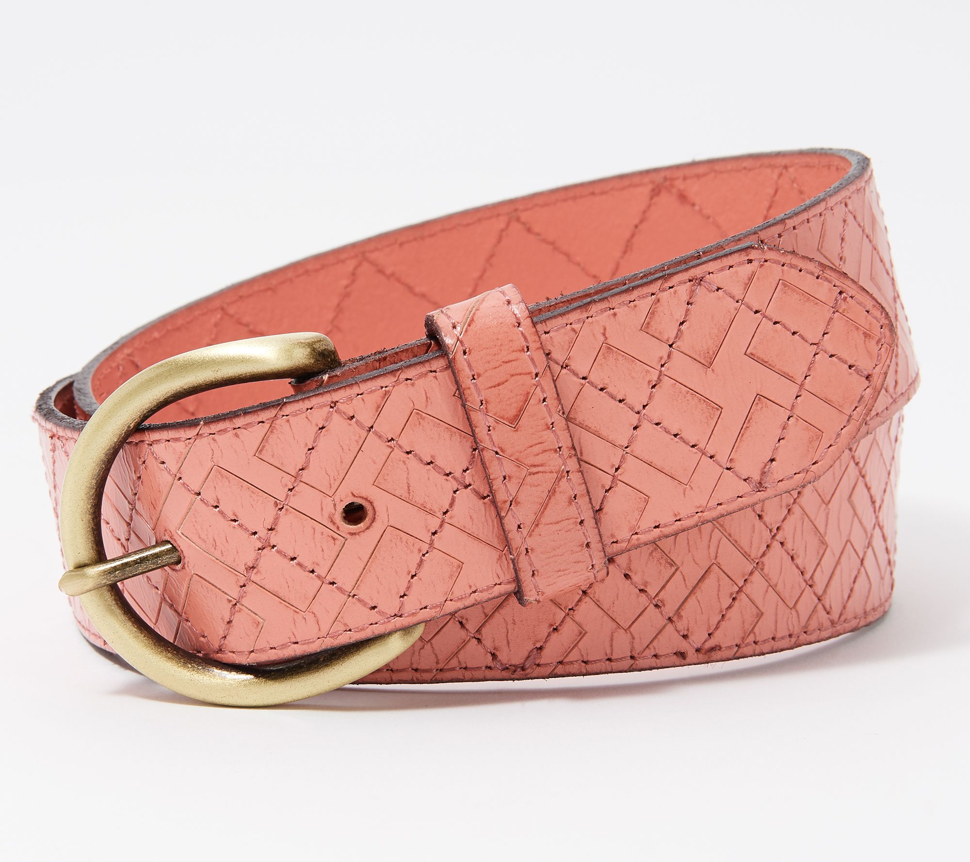 Patricia Nash Leather Braided Stitch Belt - Sapri - QVC.com