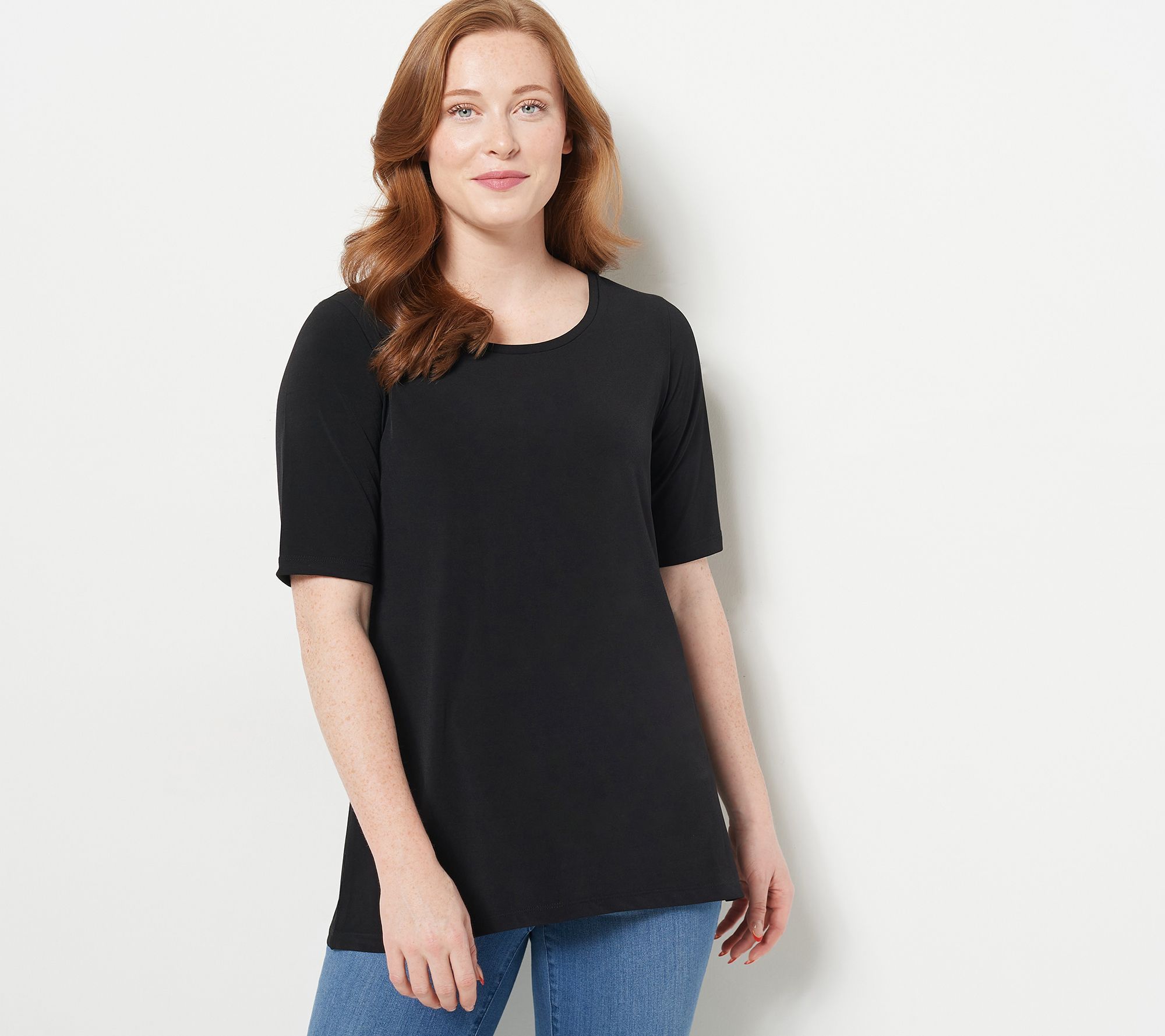 Susan Graver Petite Modern Essentials Liquid Knit Hi-Low Tunic