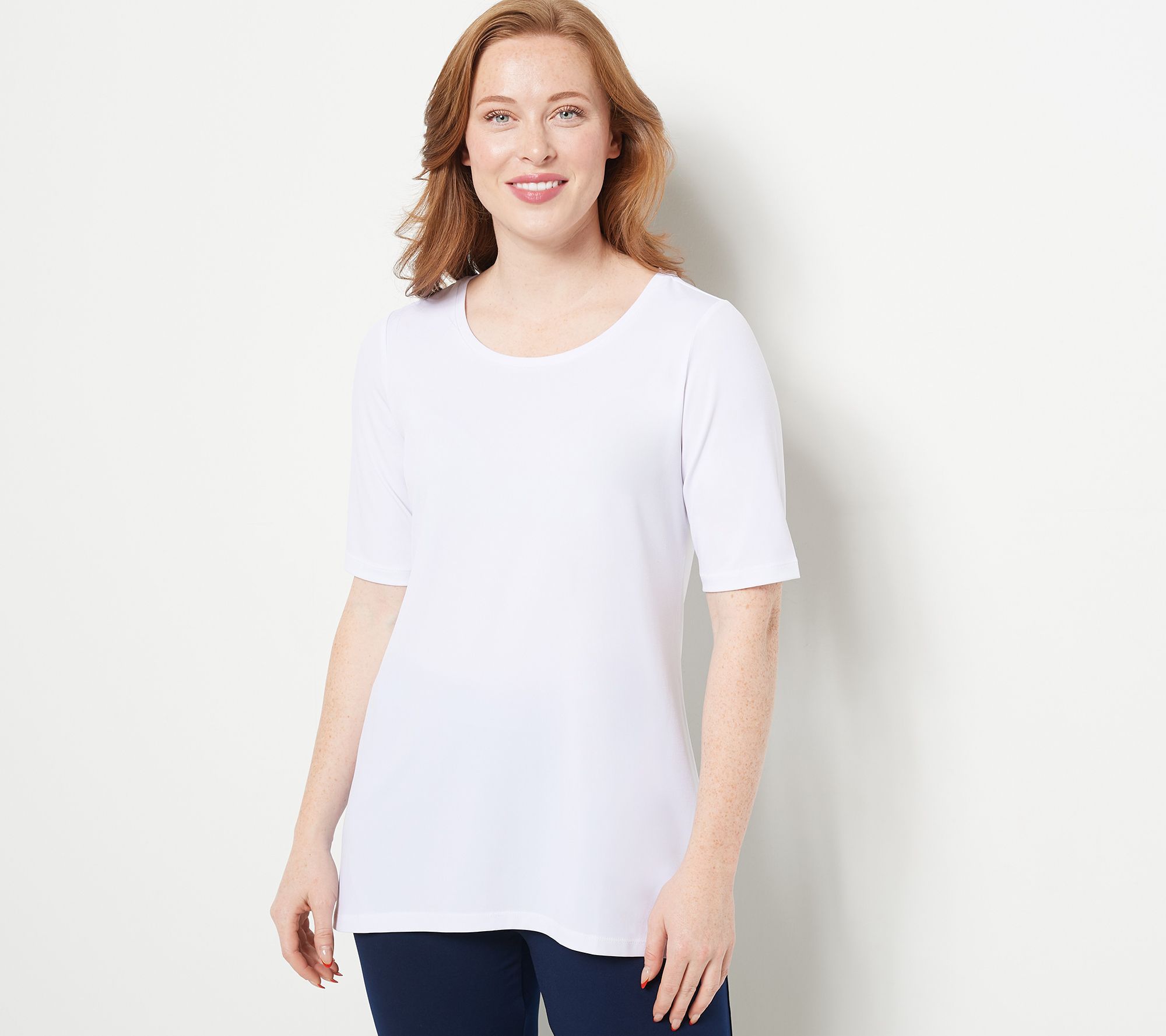 Susan Graver Petite Modern Essentials Liquid Knit Hi-Low Tunic