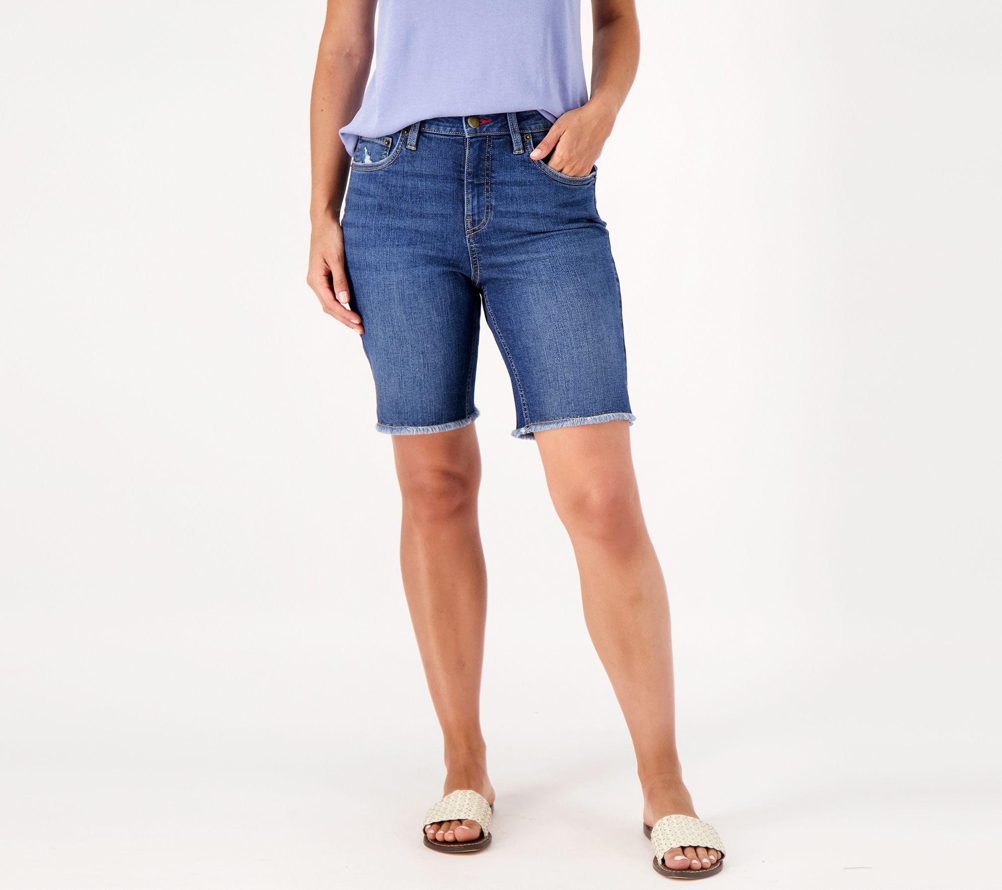 Peace Love World Petite Denim Bermuda Shorts