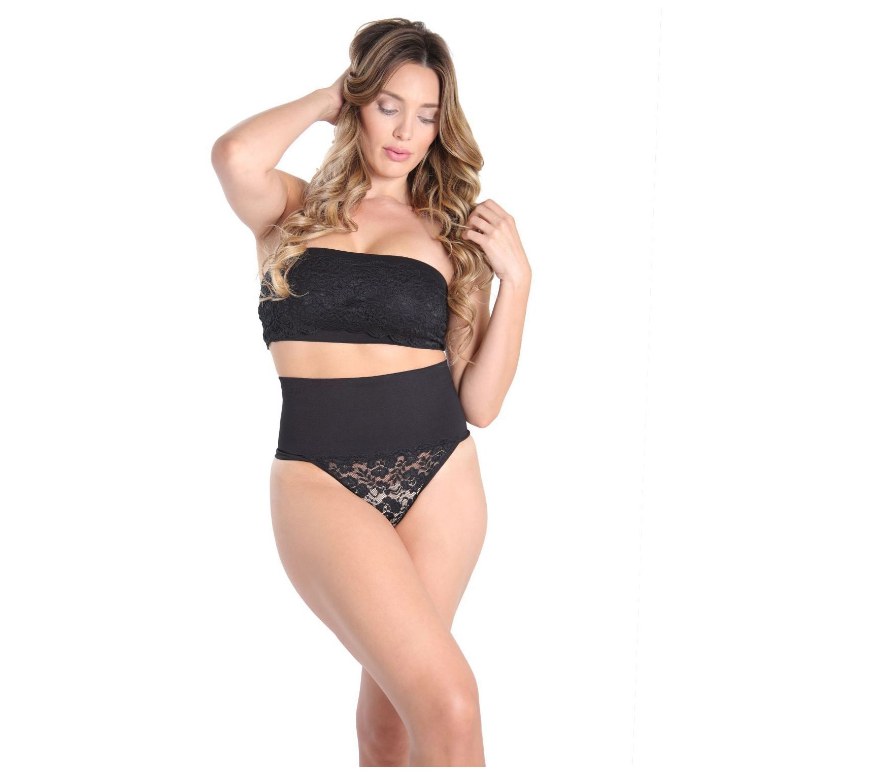 Memoi High Waisted Lace Shaping Thong