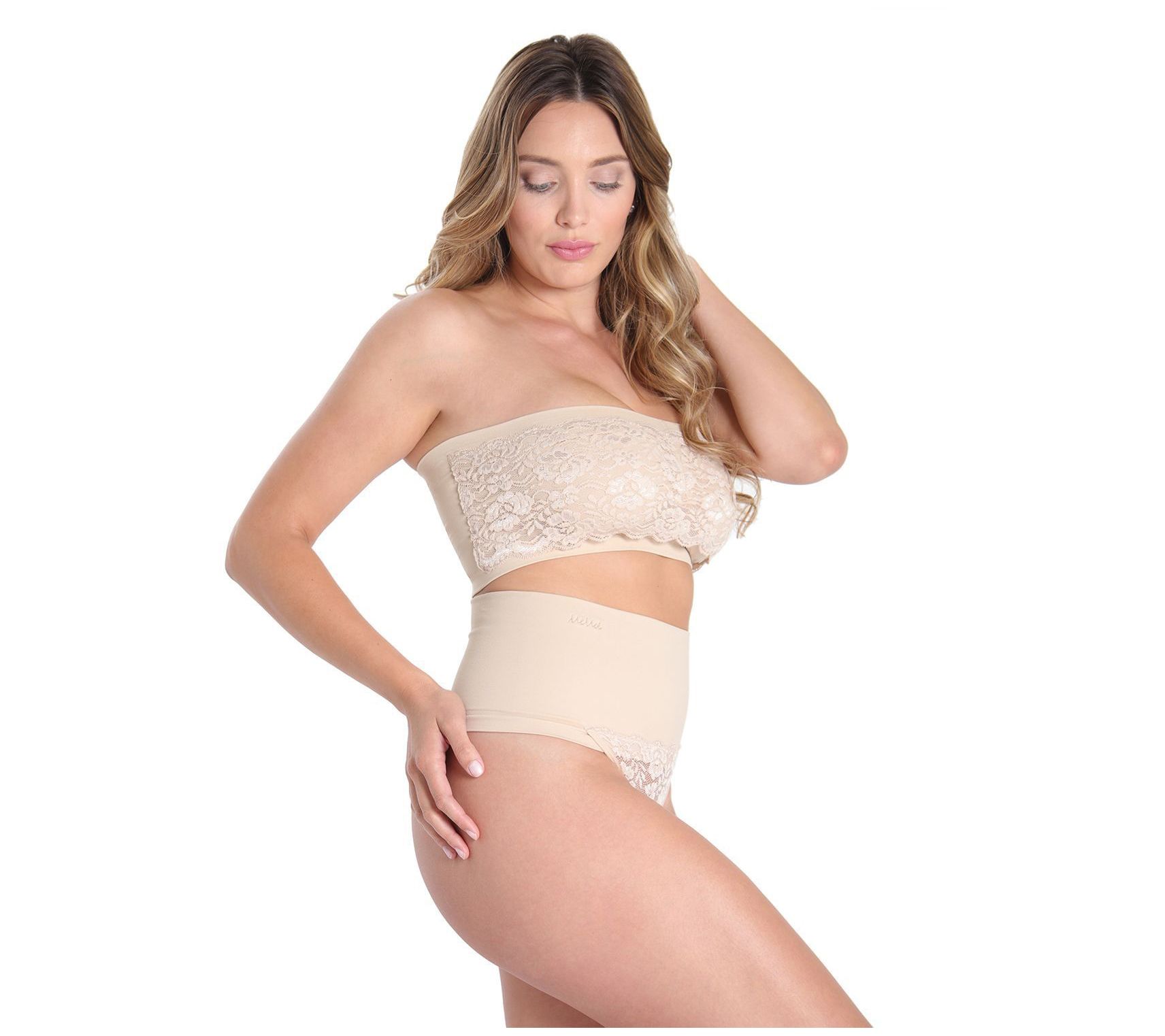 Memoi High Waisted Lace Shaping Thong