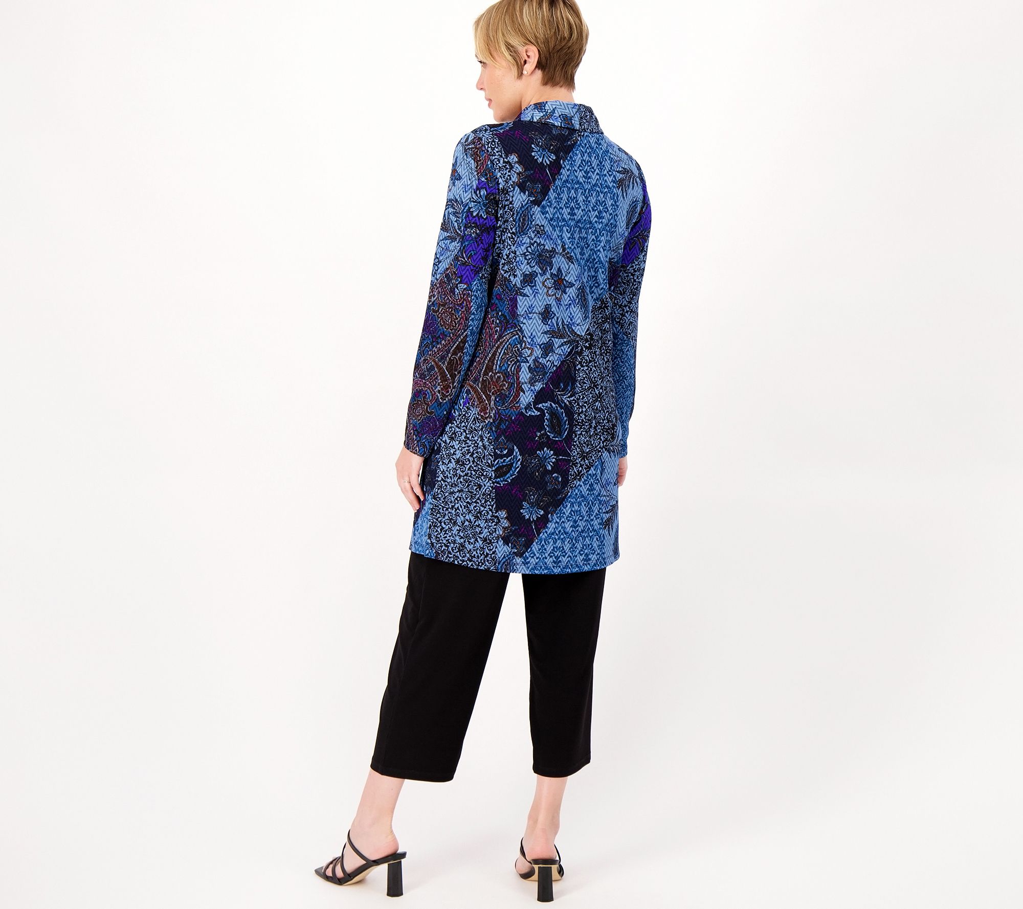 Susan Graver Regular Printed Novelty Knit Jacket w/ Shawl Collar - QVC.com