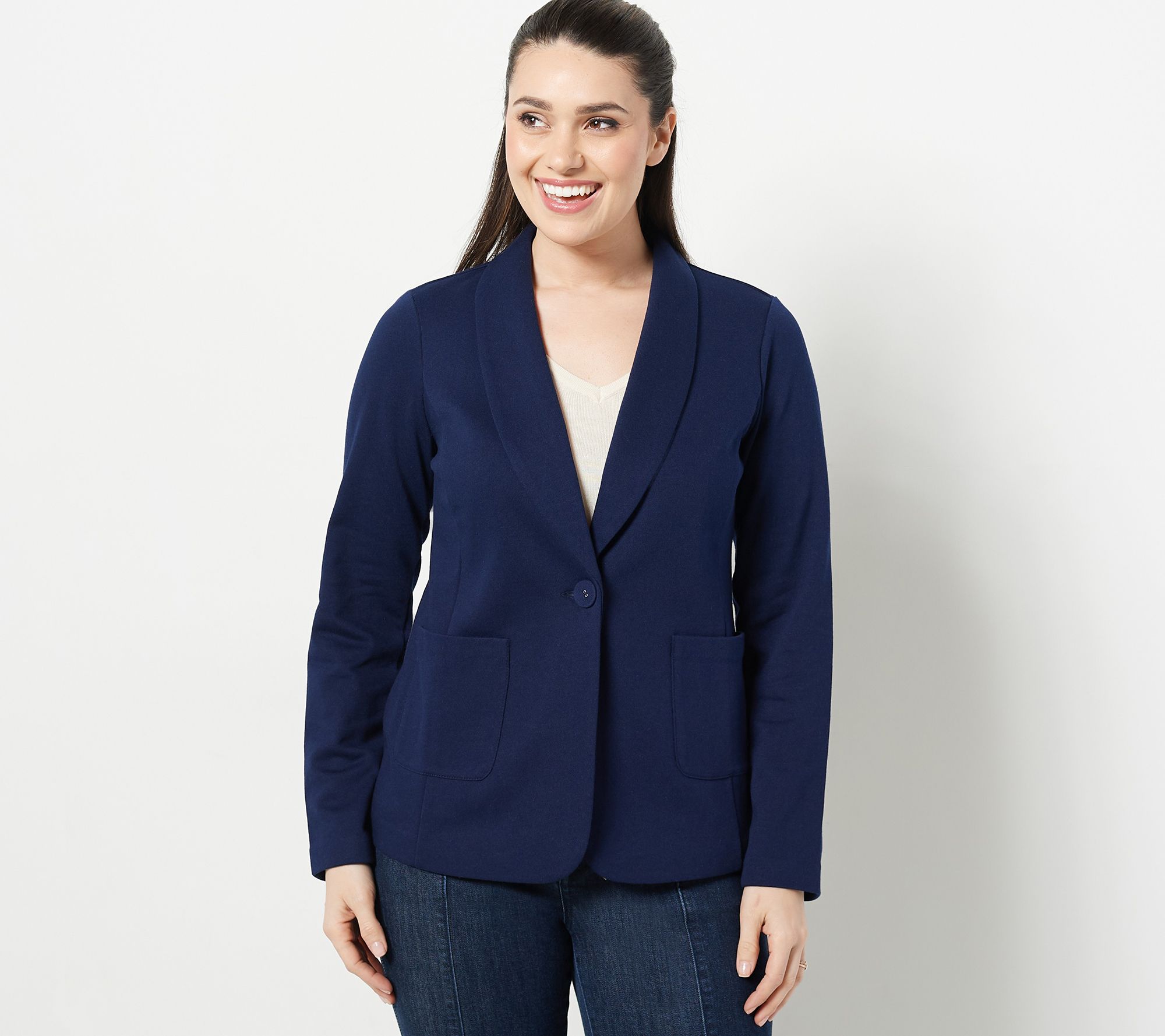 "As Is" Susan Graver Weekend Washed French Terry Multiples Blazer
