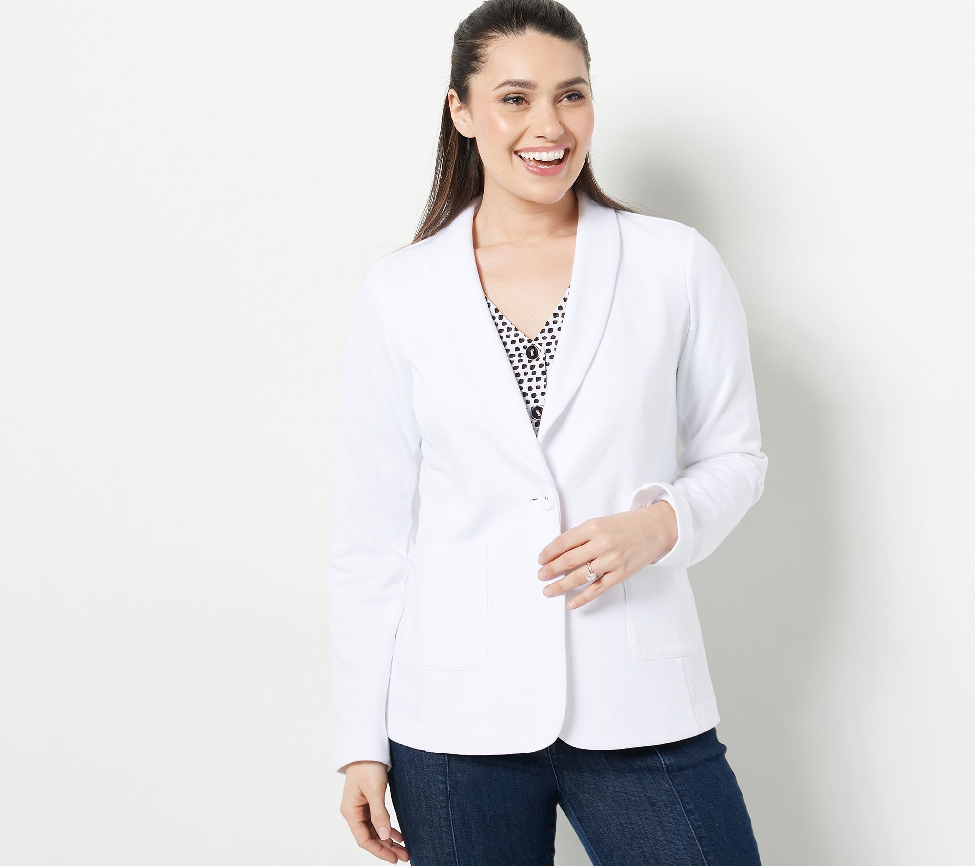 "As Is" Susan Graver Weekend Washed French Terry Multiples Blazer