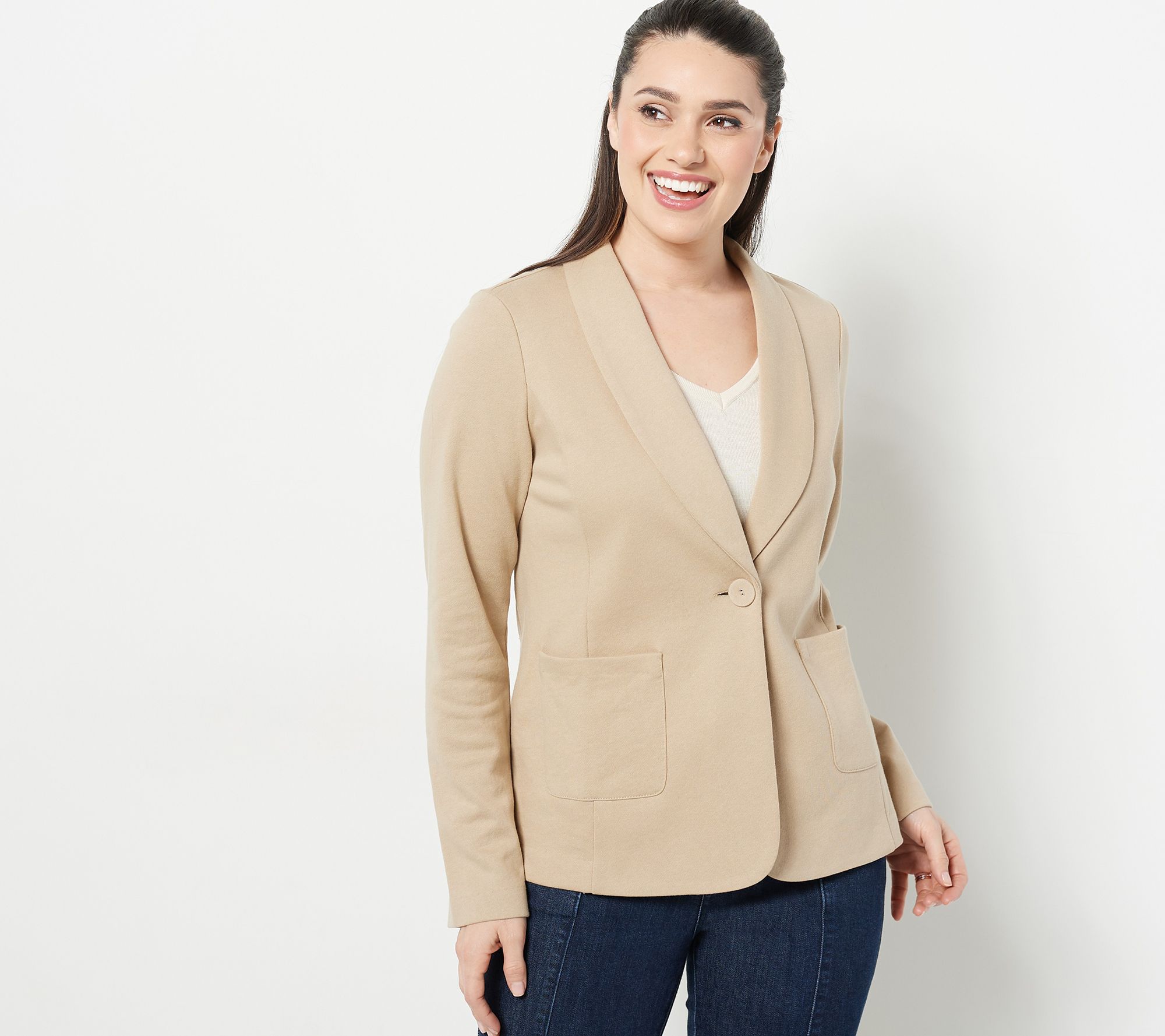 "As Is" Susan Graver Weekend Washed French Terry Multiples Blazer