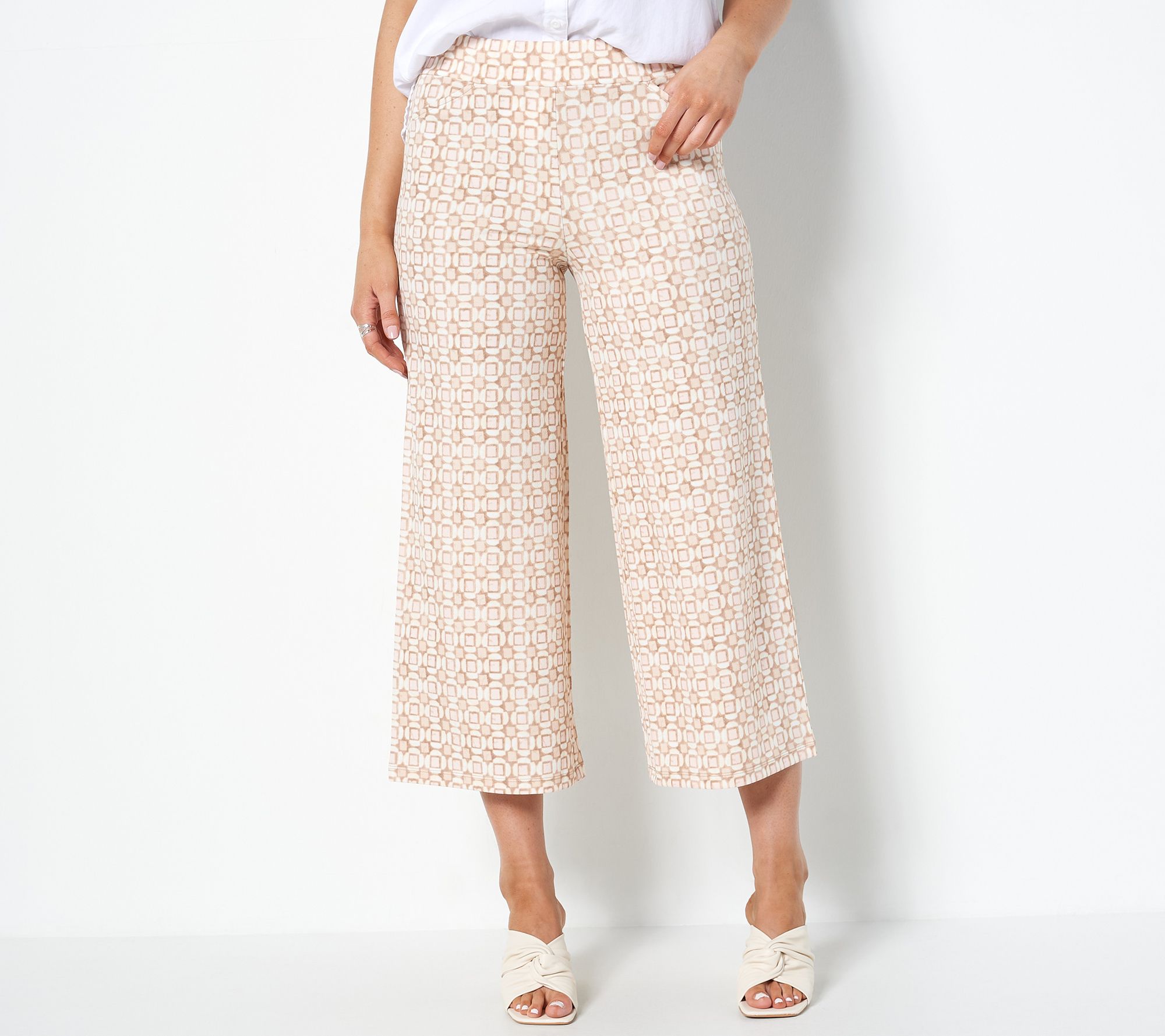 "As Is" Isaac Mizrahi Live Regular Mixed Print Pebble Knit Pant