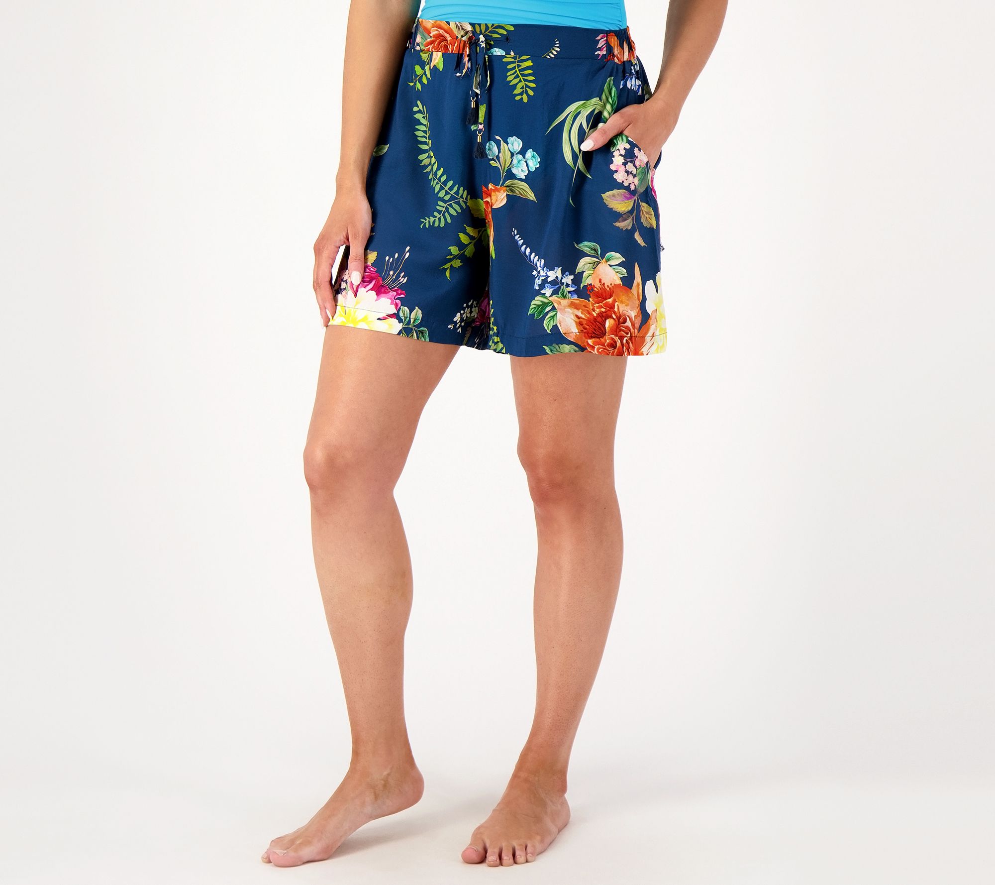 Jantzen Woven Pull-On Tie-Waist Cover-Up Shorts