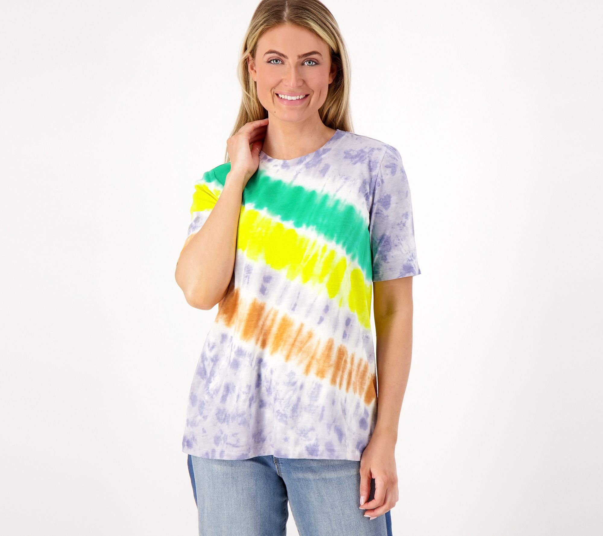 LOGO by Lori Goldstein Cotton Slub Tie Dye Tee