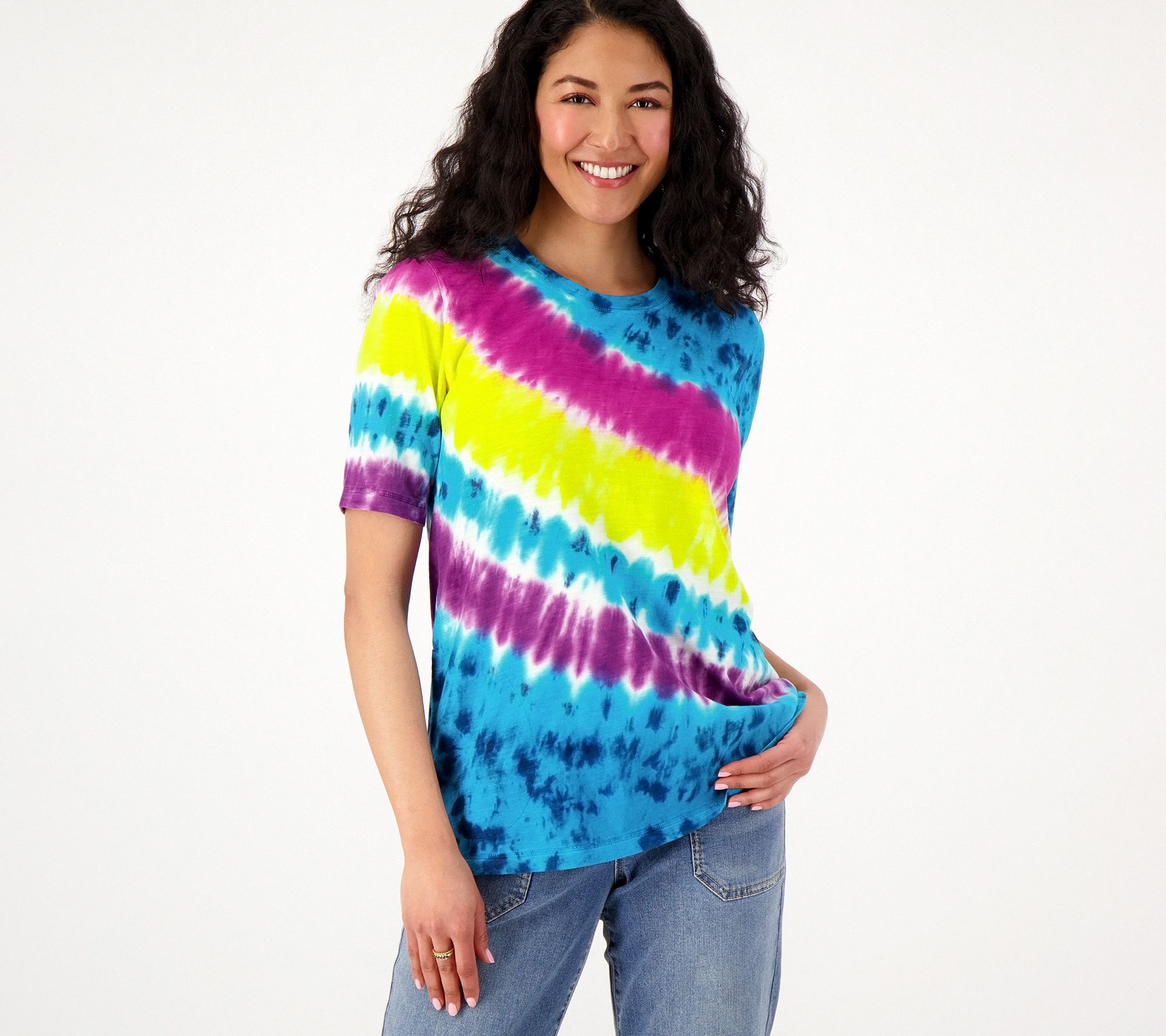LOGO by Lori Goldstein Cotton Slub Tie Dye Tee