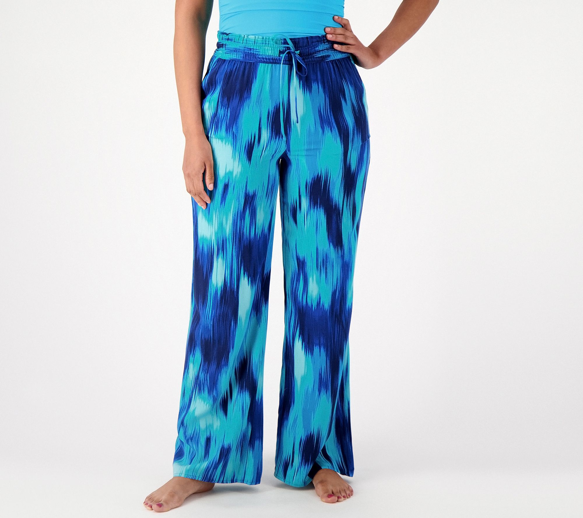 AmberNoon II by Dr. Erum Ilyas Petite UPF 30 Wide Leg Printed Pants