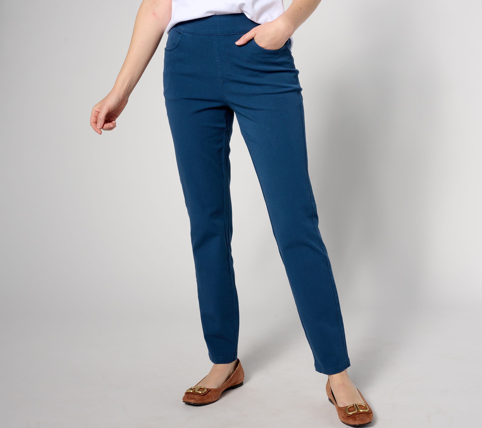 Women with Control Petite Cotton Jersey Straight Leg Pants 