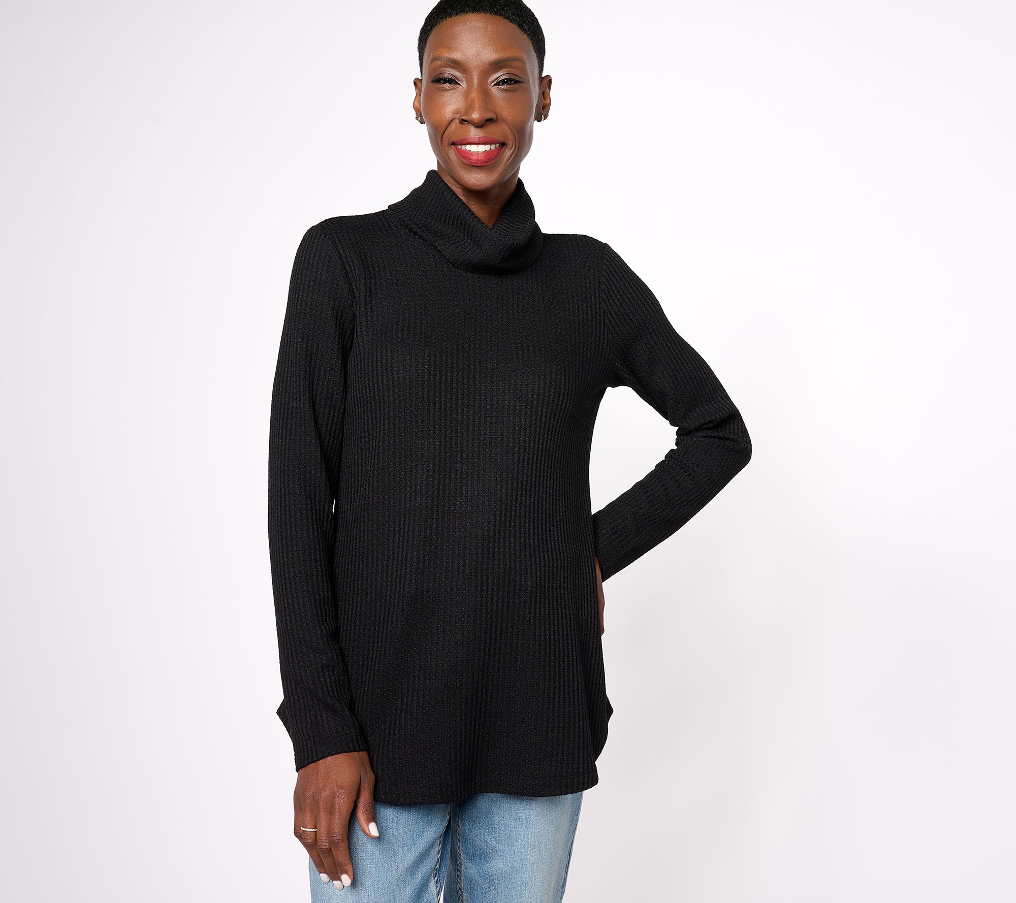 "As Is" Susan Graver Weekend Essentials Petite Waffle Knit Tunic