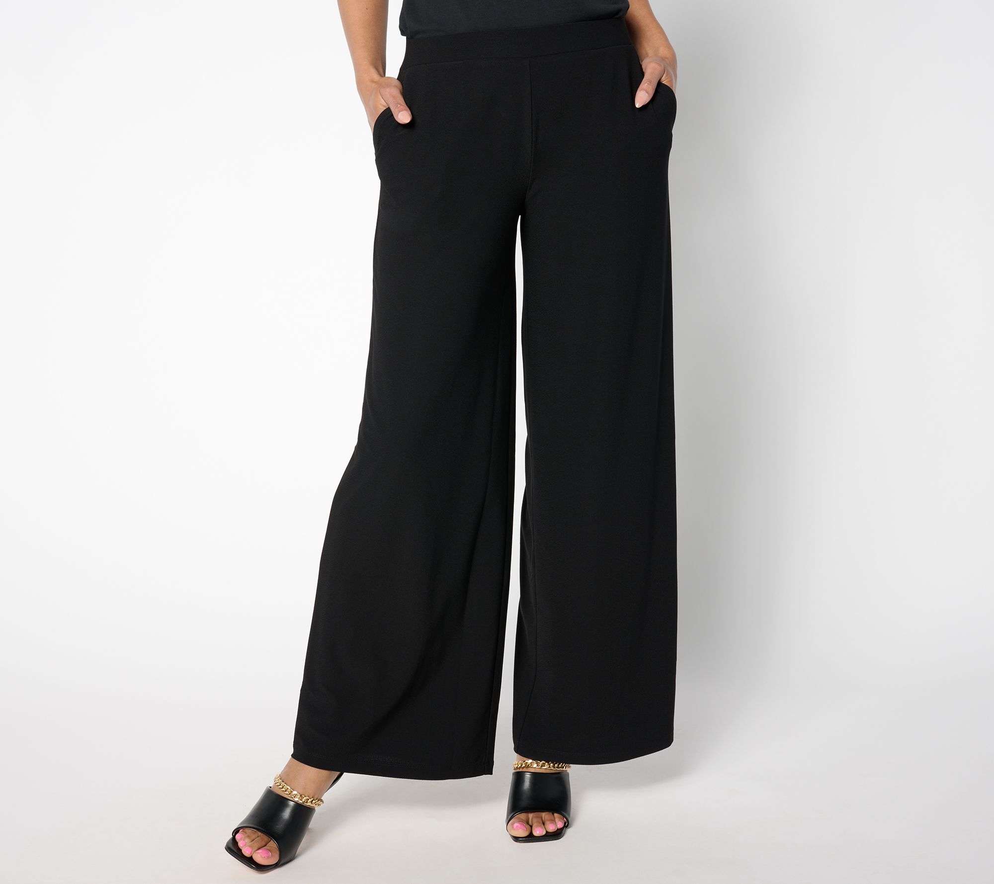 Susan Graver Pet Every Day Textured Liquid Knit Wide-Leg Pants